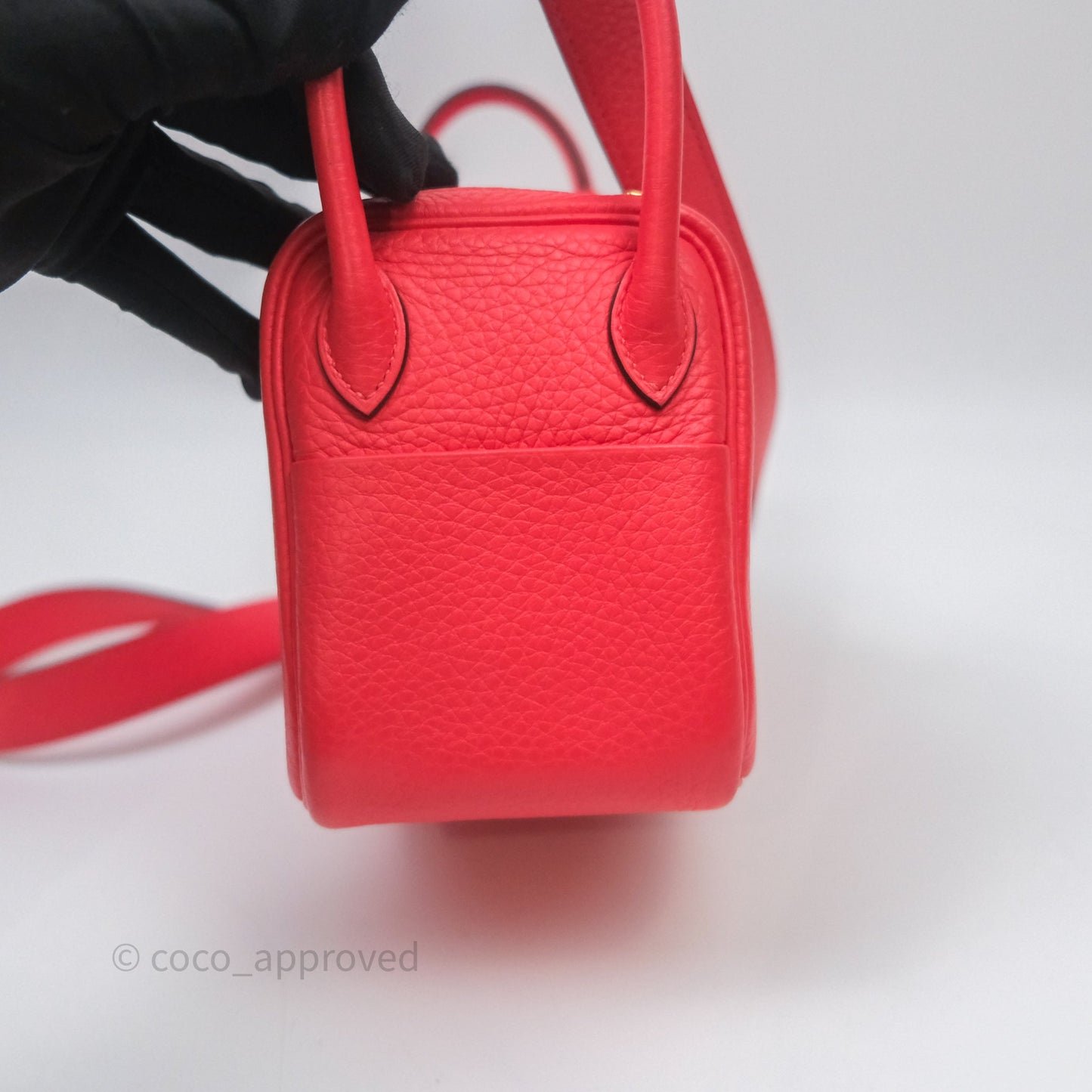 Hermès Mini Lindy 0E Rose Texas Clemence Gold Hardware