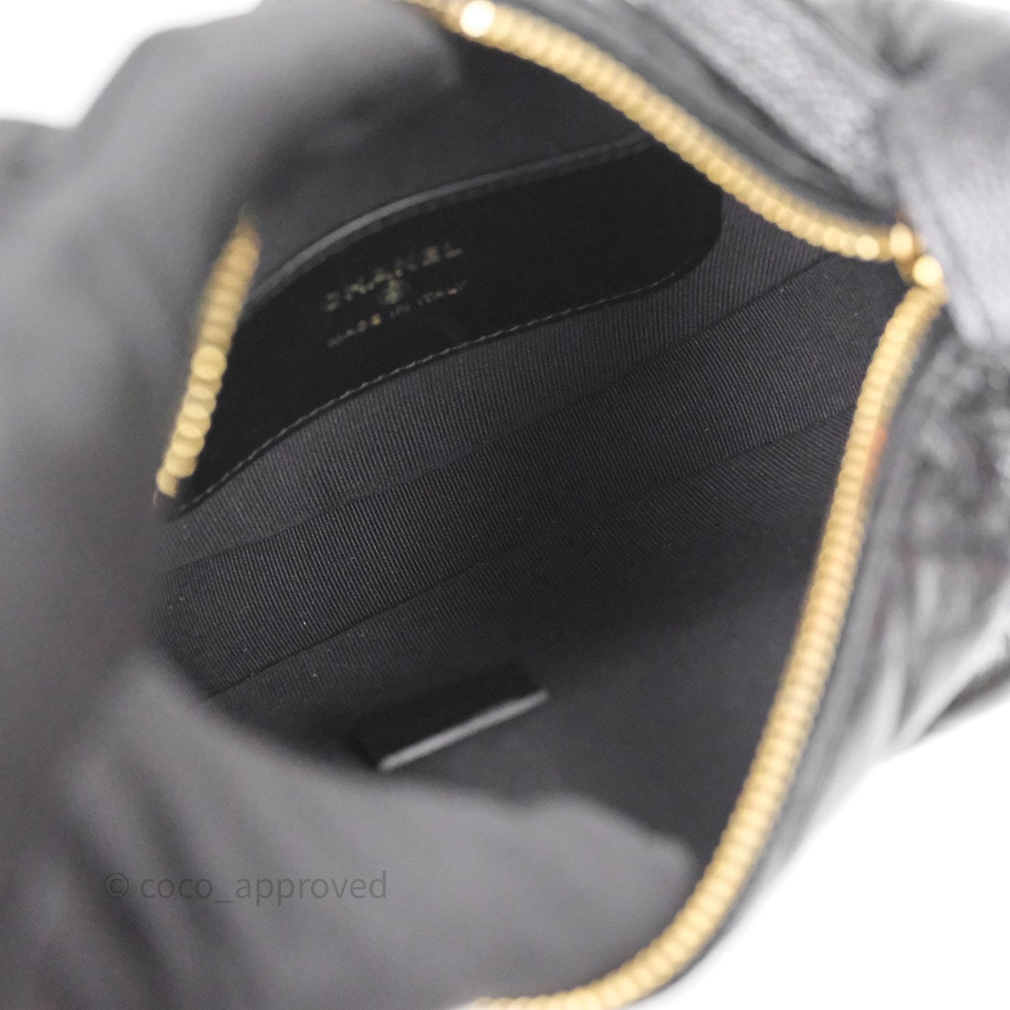 Chanel Quilted Polly Pocket Hobo Bag Caviar Black Gold Hardware