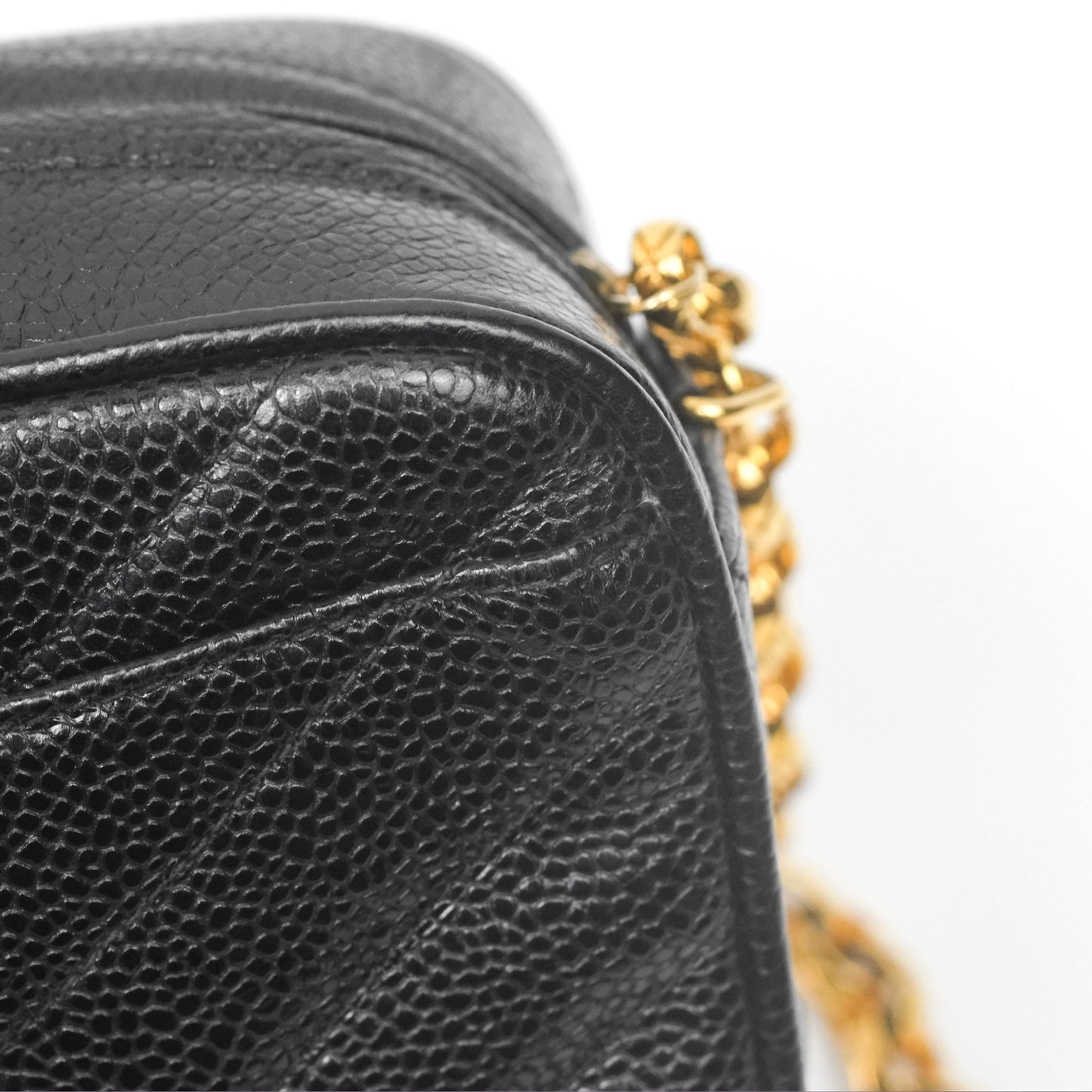 Chanel Vintage Small Camera Bag Black Caviar Gold Hardware