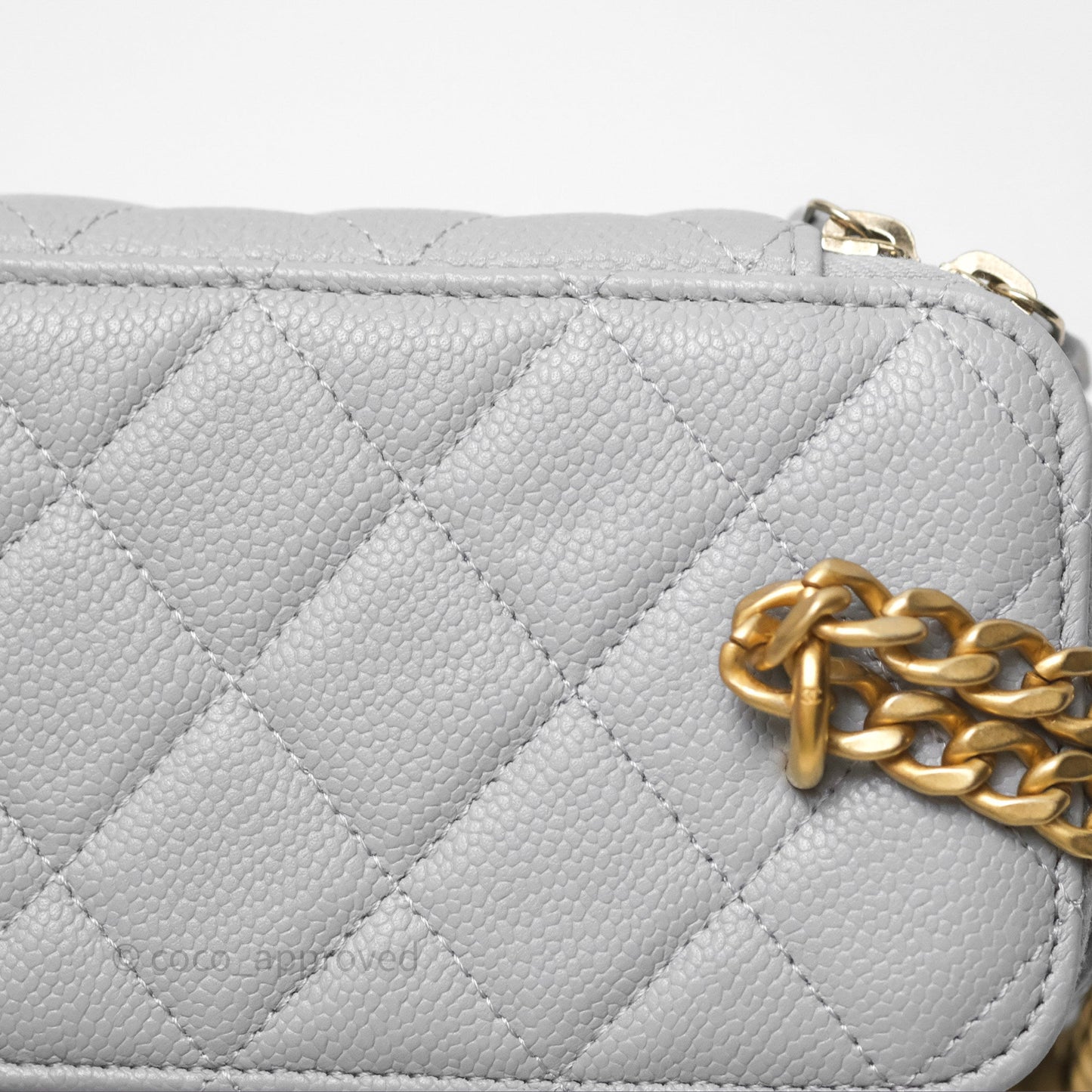 Chanel Vanity with Heart Adjustable Chain Grey Caviar Aged Gold Hardware