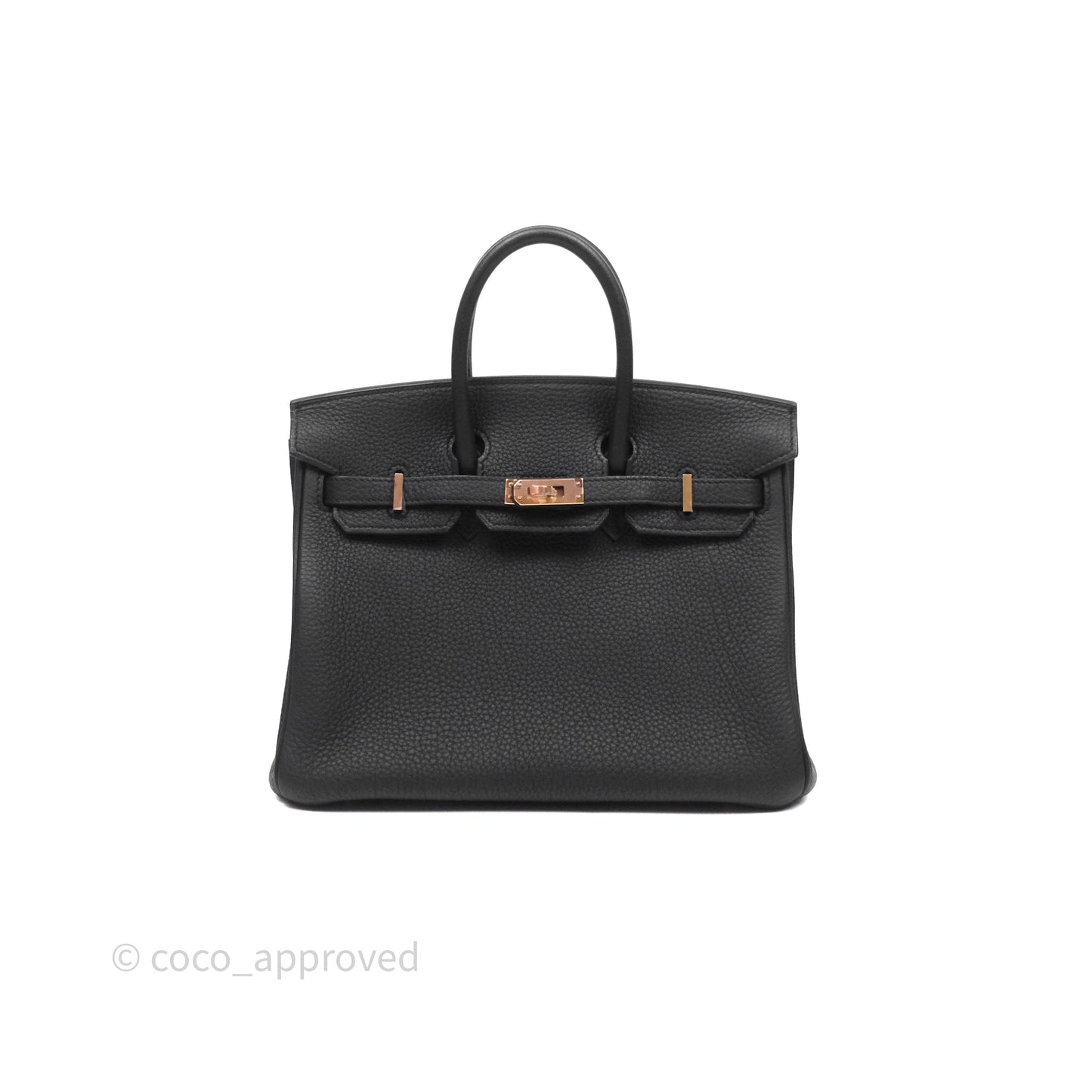 Hermes Birkin 25 Black 89 Togo Rose Gold Hardware