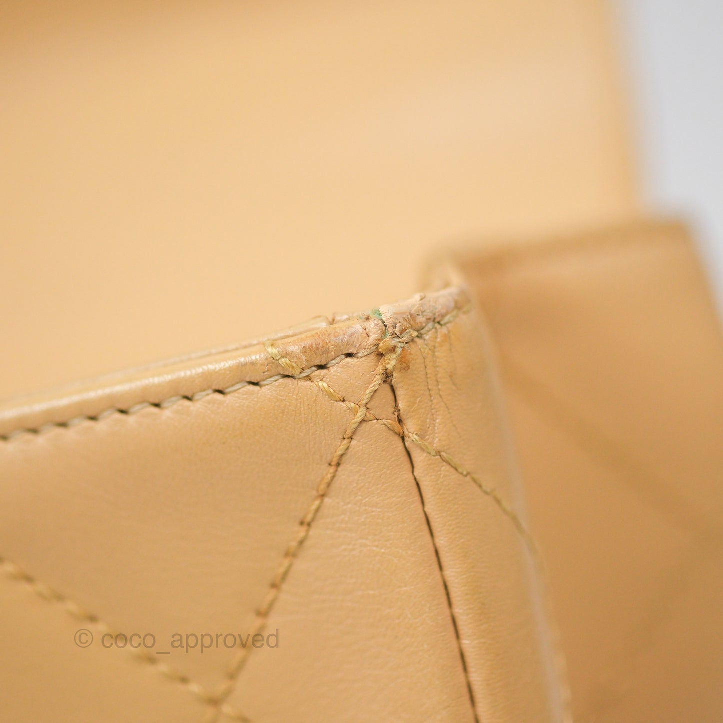 Chanel Vintage Jumbo Beige Flap Bag Lambskin Enamel Hardware