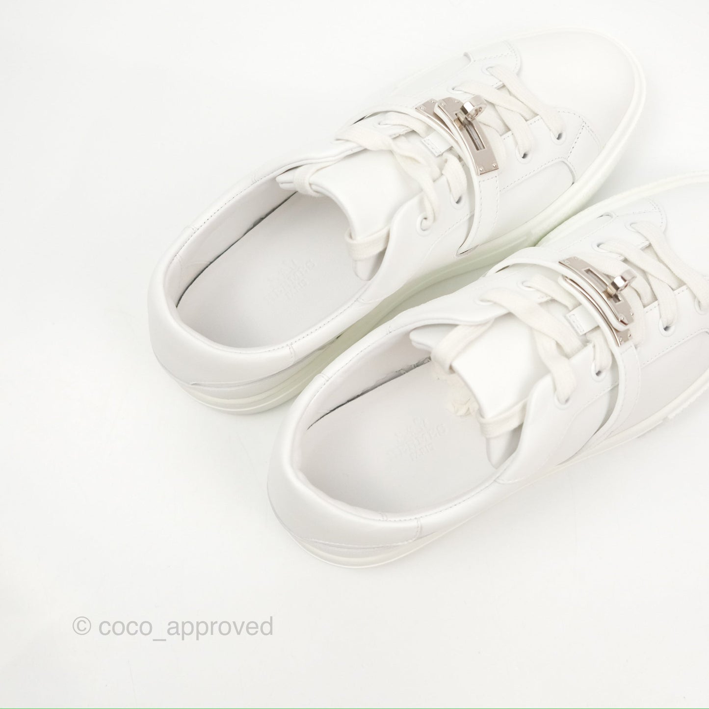 Hermès Day Sneaker Kelly Blanc Palladium Size 38.5