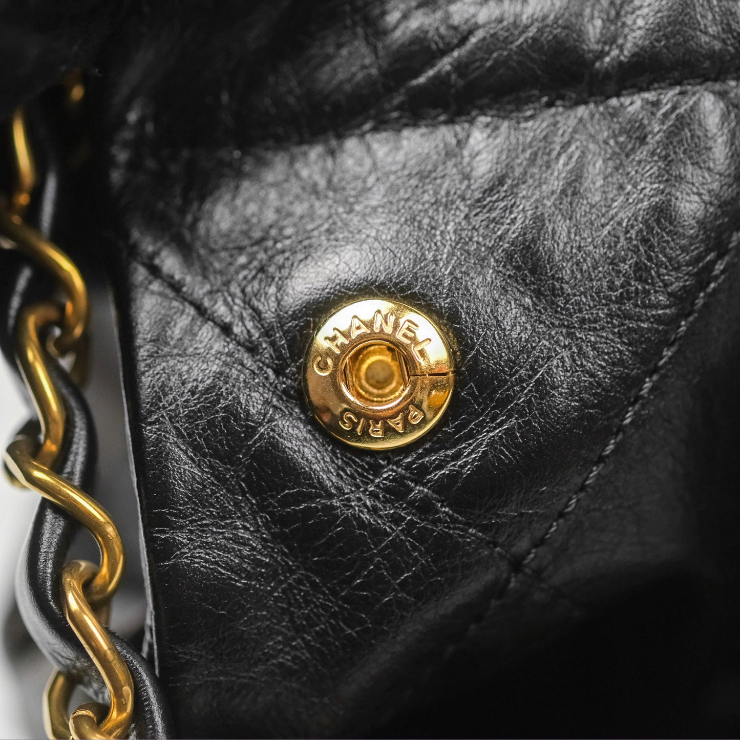 Chanel 22 Small Black Aged Calfskin Aged Gold Hardware