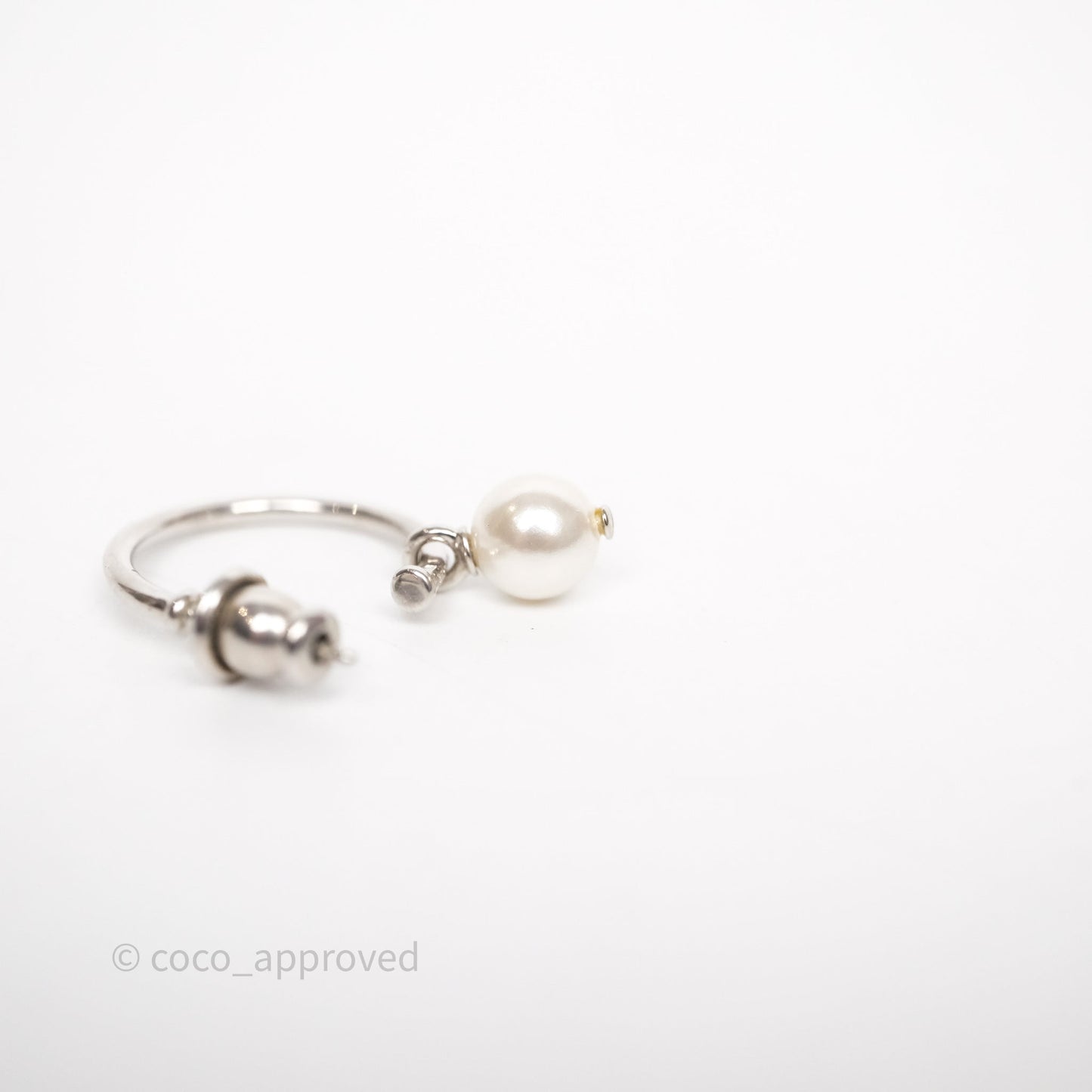 Christian Dior Crystal Pearl Drop Petit CD Earrings Silver Tone