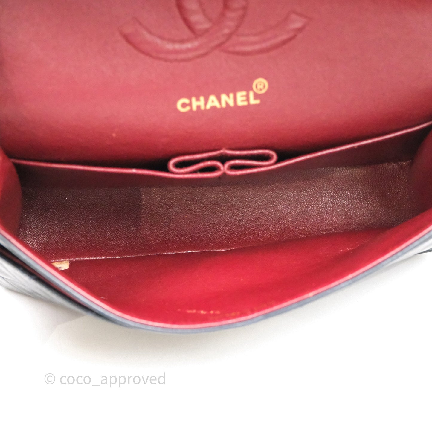 Chanel Vintage M/L Lambskin Medium Double Flap Bag Navy 24K Gold Hardware