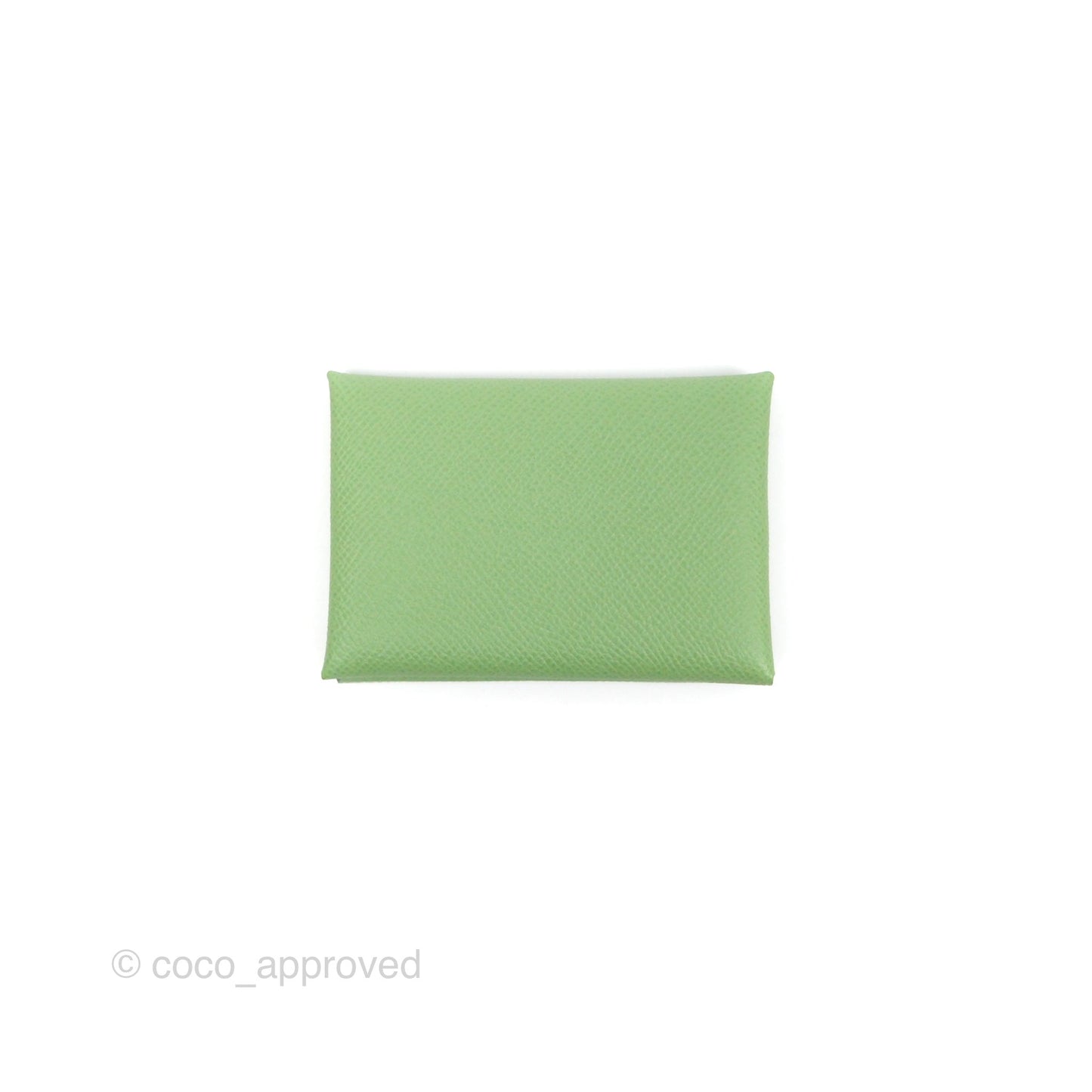 Hermès Calvi Duo Compact Card Holder 3I Vert Criquet Epsom Palladium Hardware