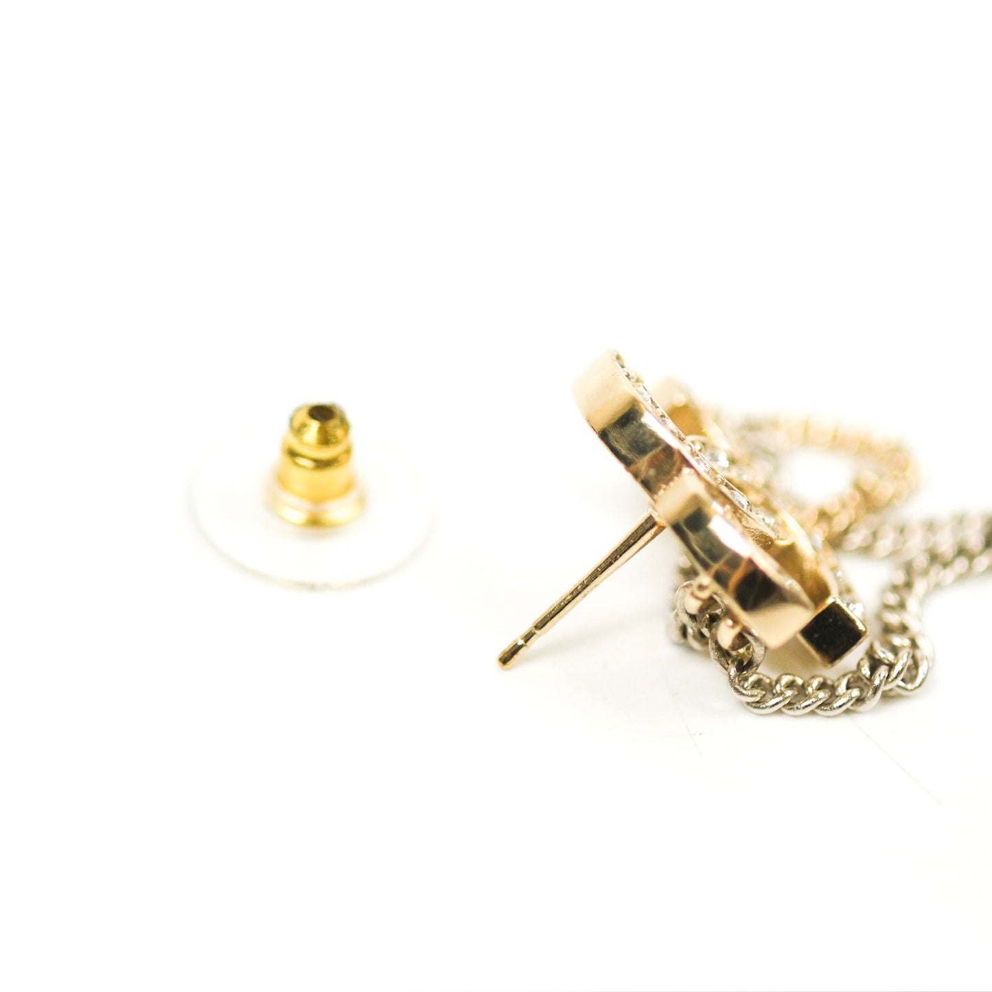 Chanel Crystal CC Chain Pendant Earrings 21B
