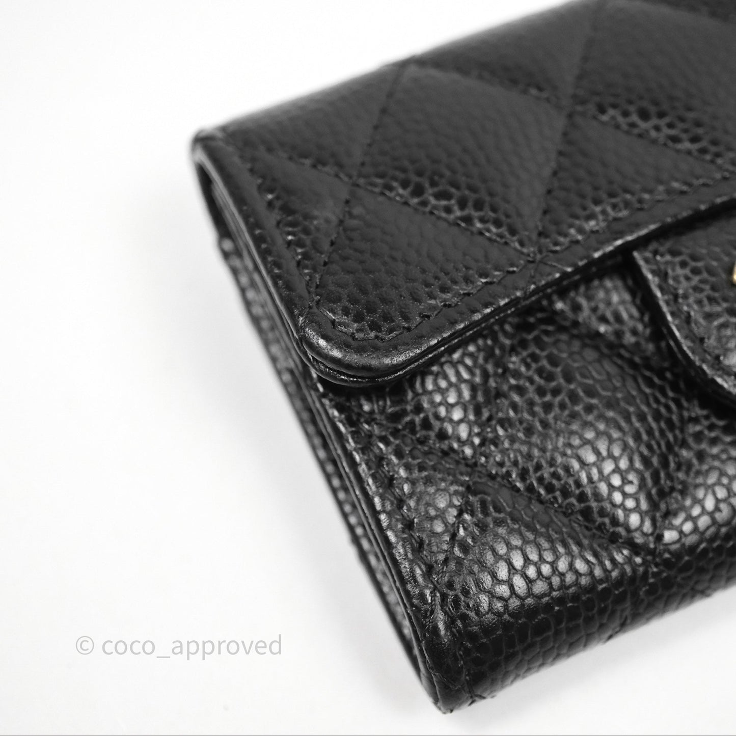 Chanel Quilted Flap Card Holder Caviar Black Gold Hardware