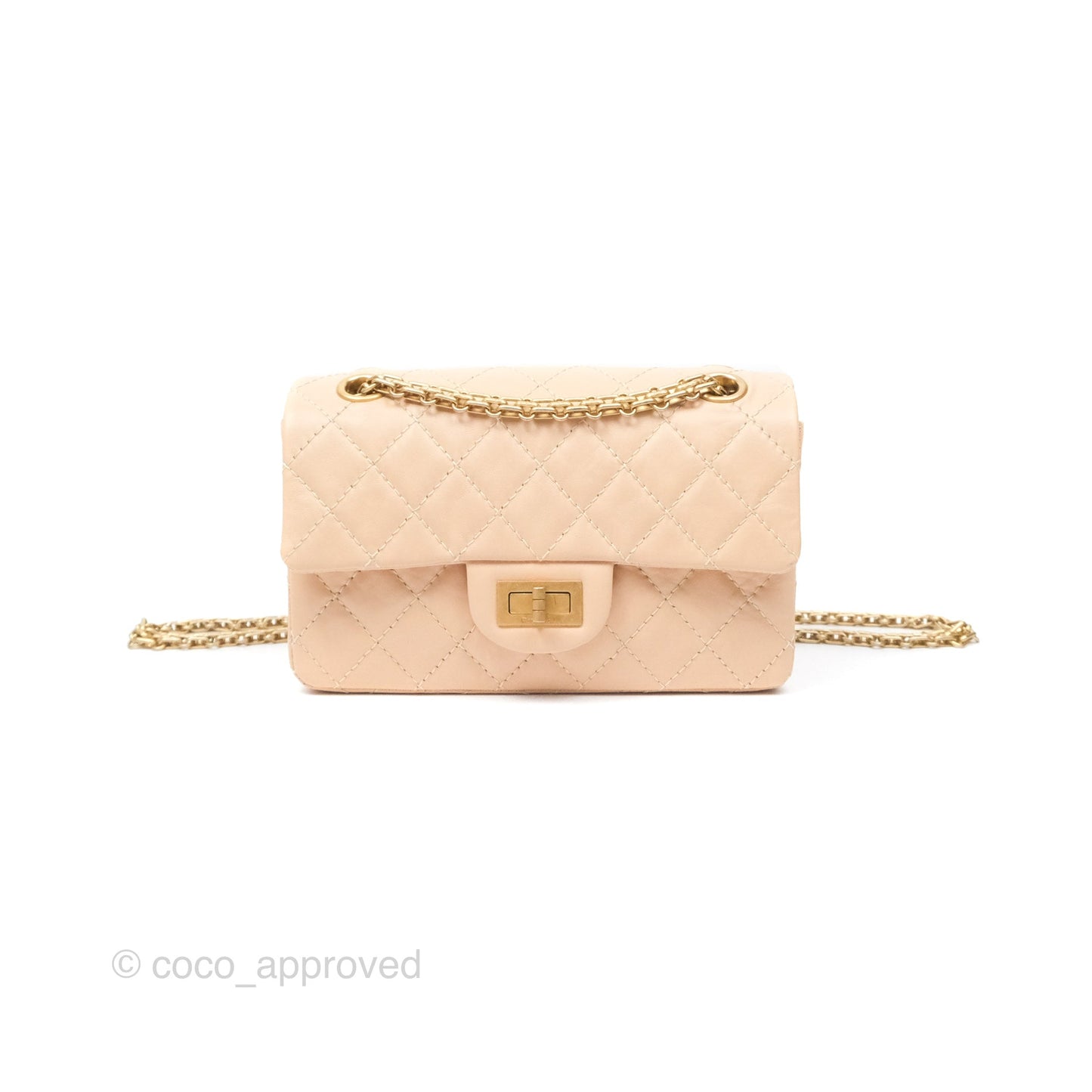 Chanel Mini Reissue 224 Beige Aged Calfskin Aged Gold Hardware