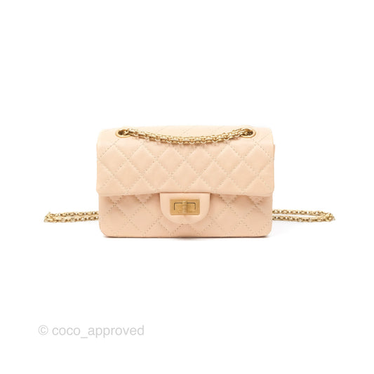 Chanel Mini Reissue 224 Beige Aged Calfskin Aged Gold Hardware