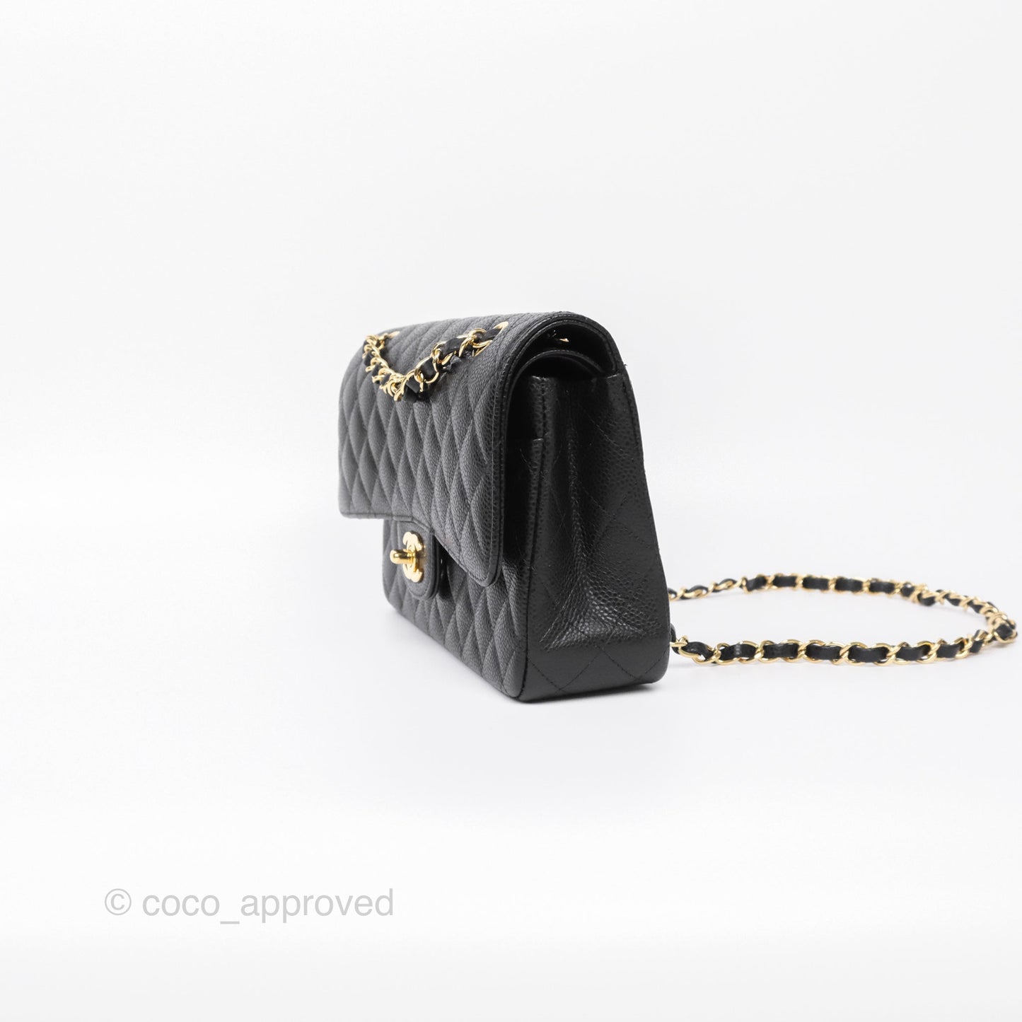 Chanel Classic M/L Medium Flap Quilted Black Caviar Gold Hardware