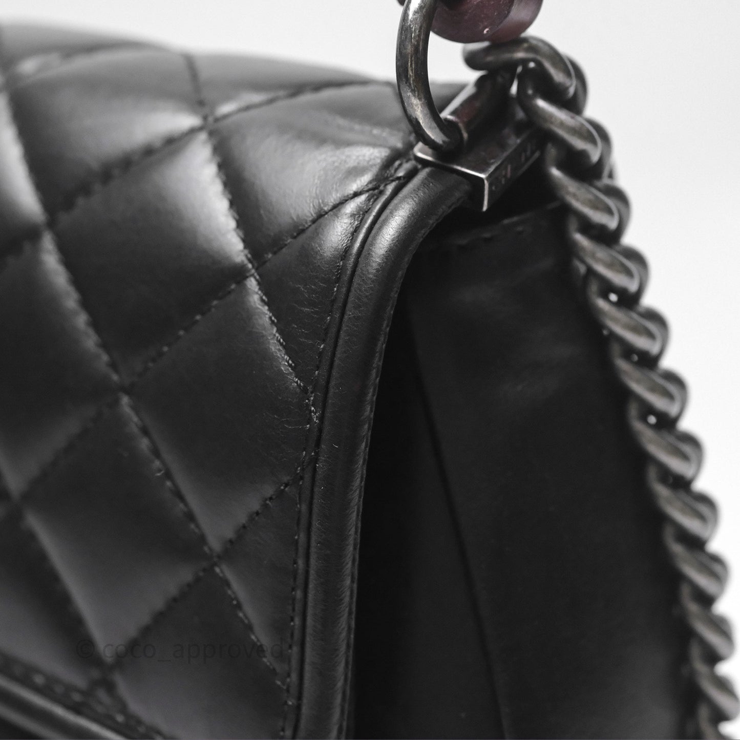 Chanel Quilted Large Prestige Top Handle Flap Calfskin Black Ruthenium Hardware
