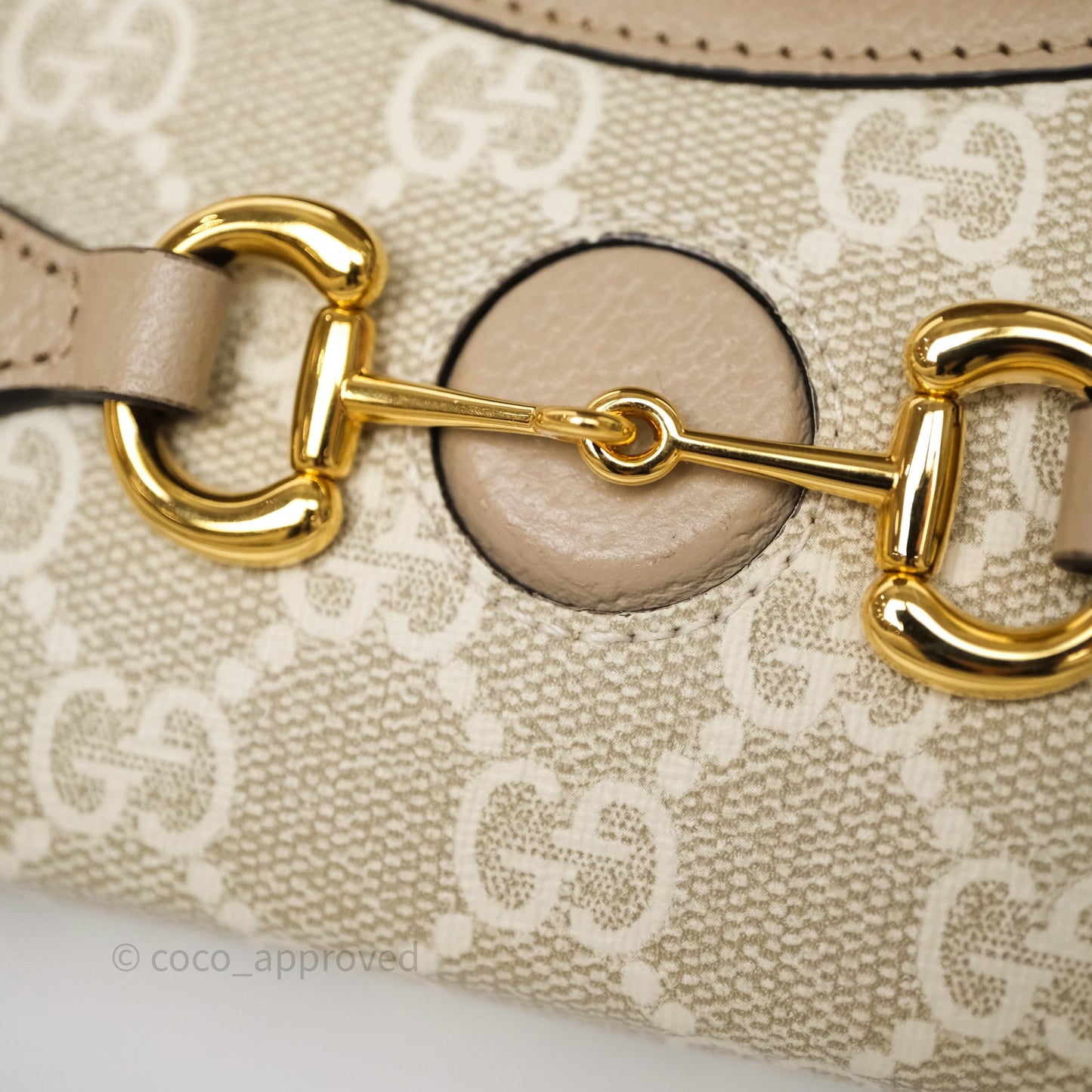 Gucci Horsebit 1955 Mini Bag Beige/ White GG Supreme Canvas Gold Hardware