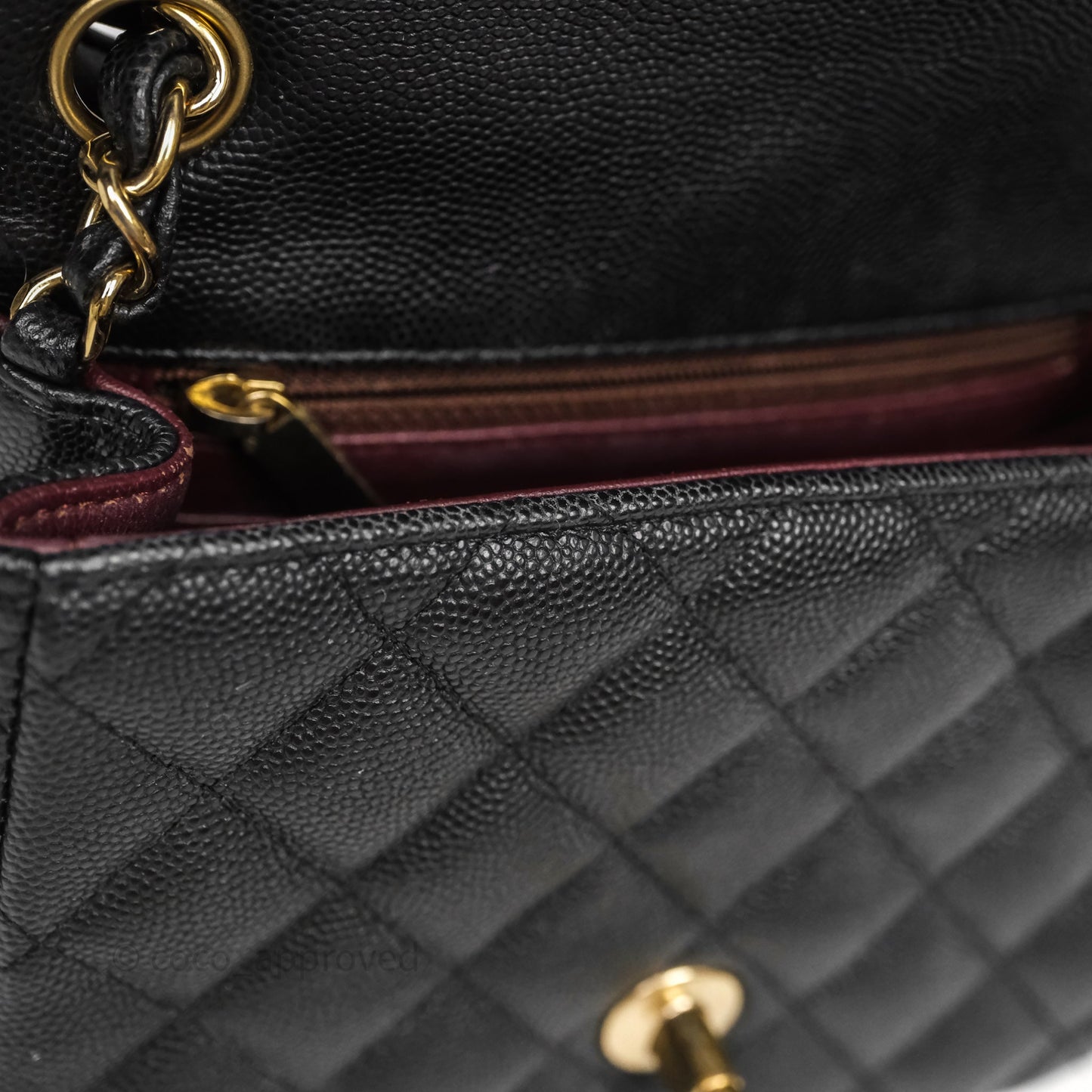 Chanel Mini Square Quilted Black Caviar Gold Hardware