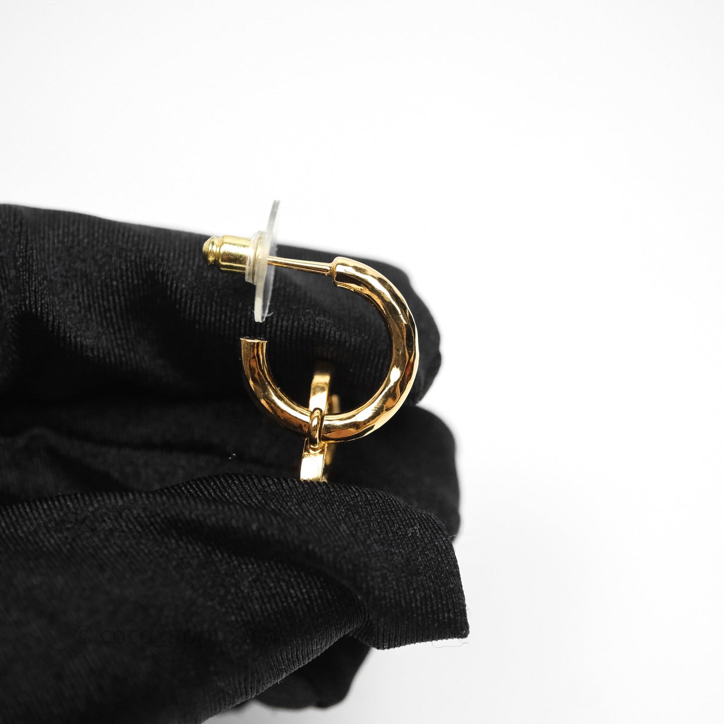 Chanel Lion CC Hoop Earrings Gold Tone 22A