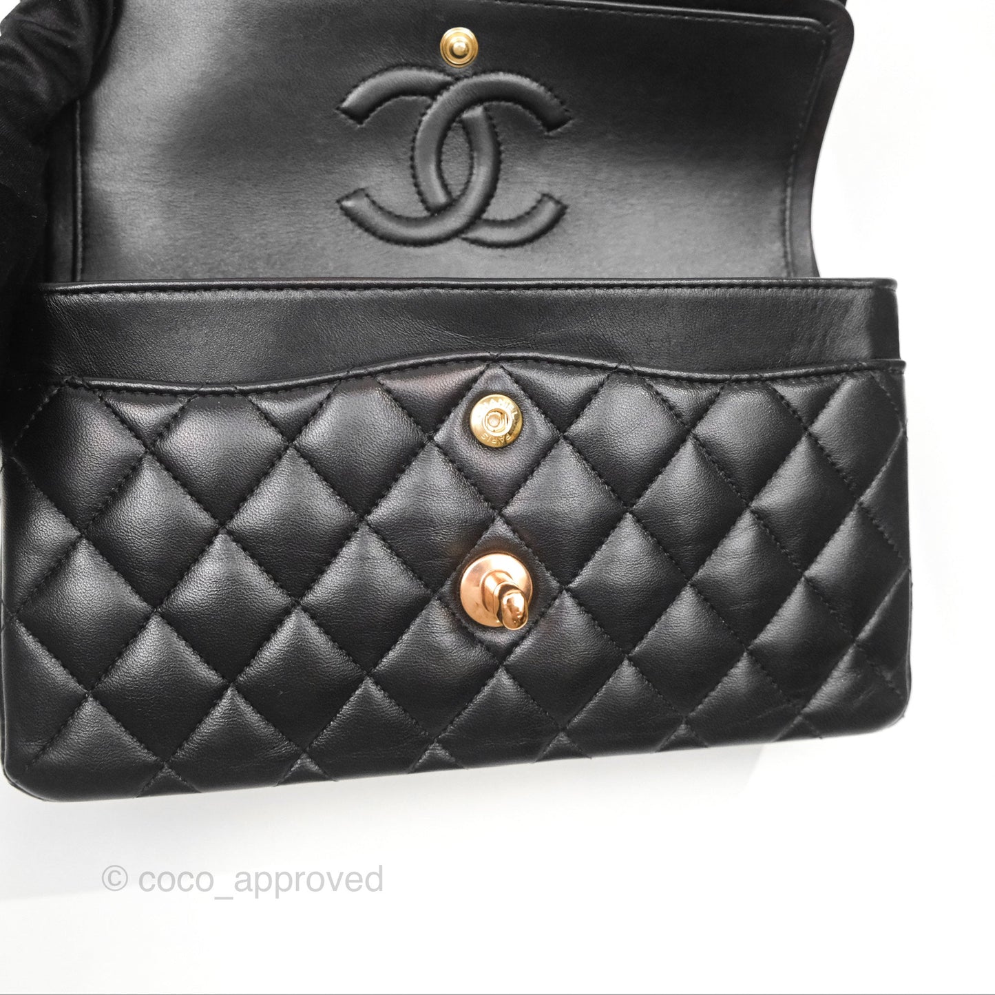 Chanel Small Classic Quilted Flap Black Lambskin Rose Gold Hardware