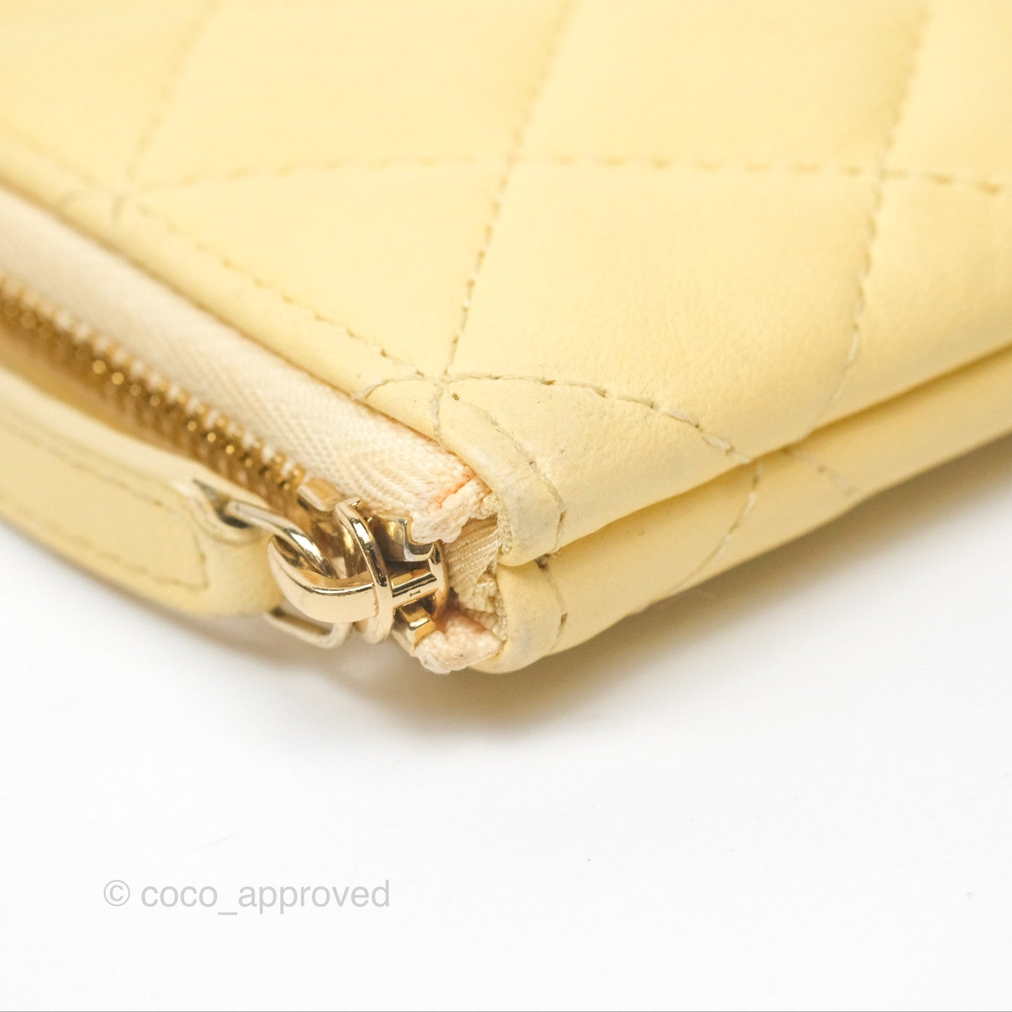 Chanel Quilted Mini O Case Yellow Lambskin Gold Hardware