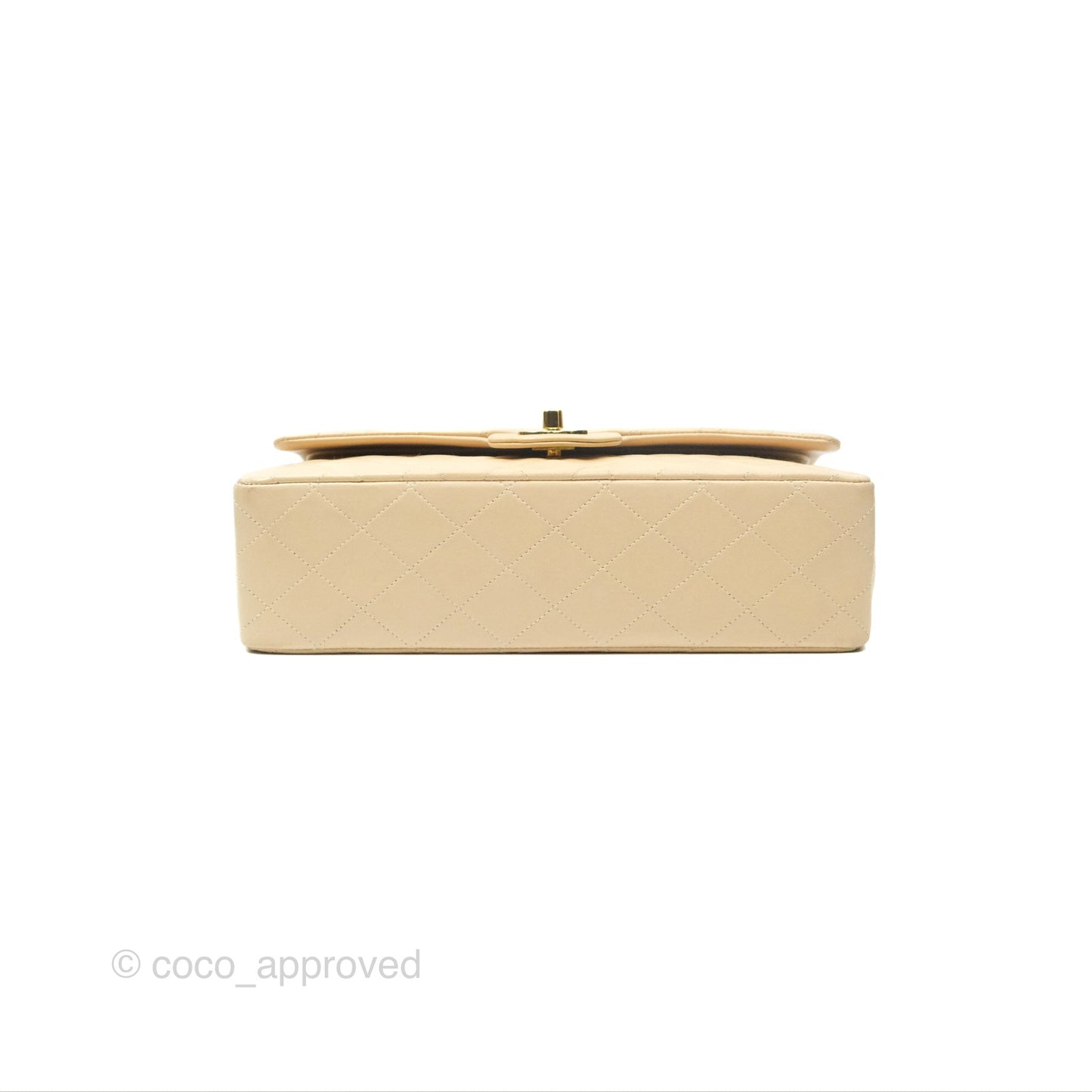 Chanel Vintage Medium Classic Flap Beige Lambskin 24K Gold Hardware