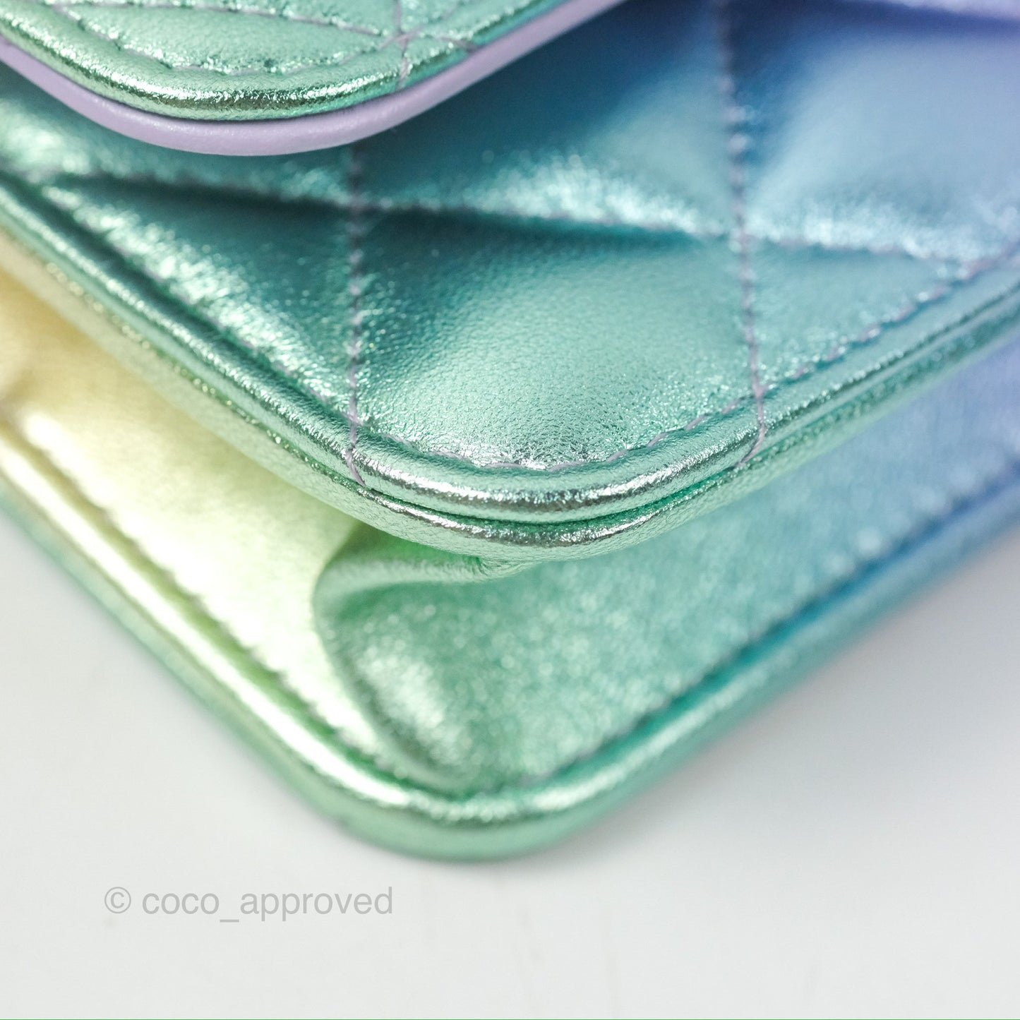Chanel Mini WOC Phone Holder Metallic Rainbow Lambskin 24C