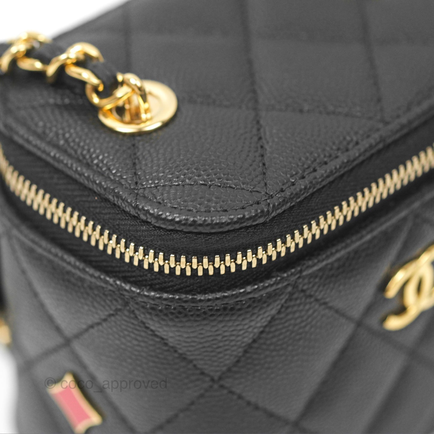 Chanel Mini Poker Vanity With Chain Black Caviar Gold Hardware