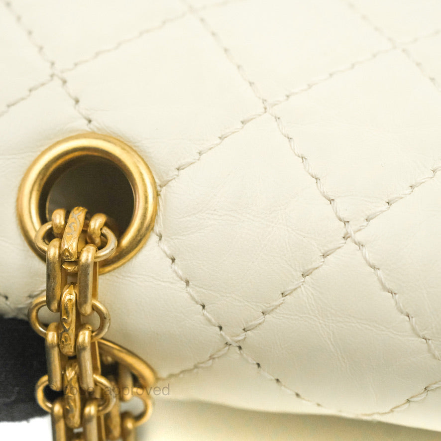 Chanel Mini Reissue 224 White Ivory Aged Calfskin Aged Gold Hardware