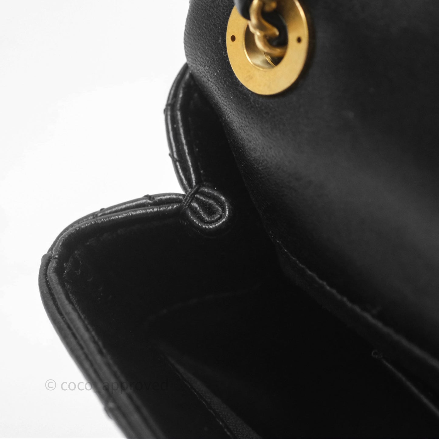 Chanel Flap Bag Black Lambskin Aged Gold Hardware 24P