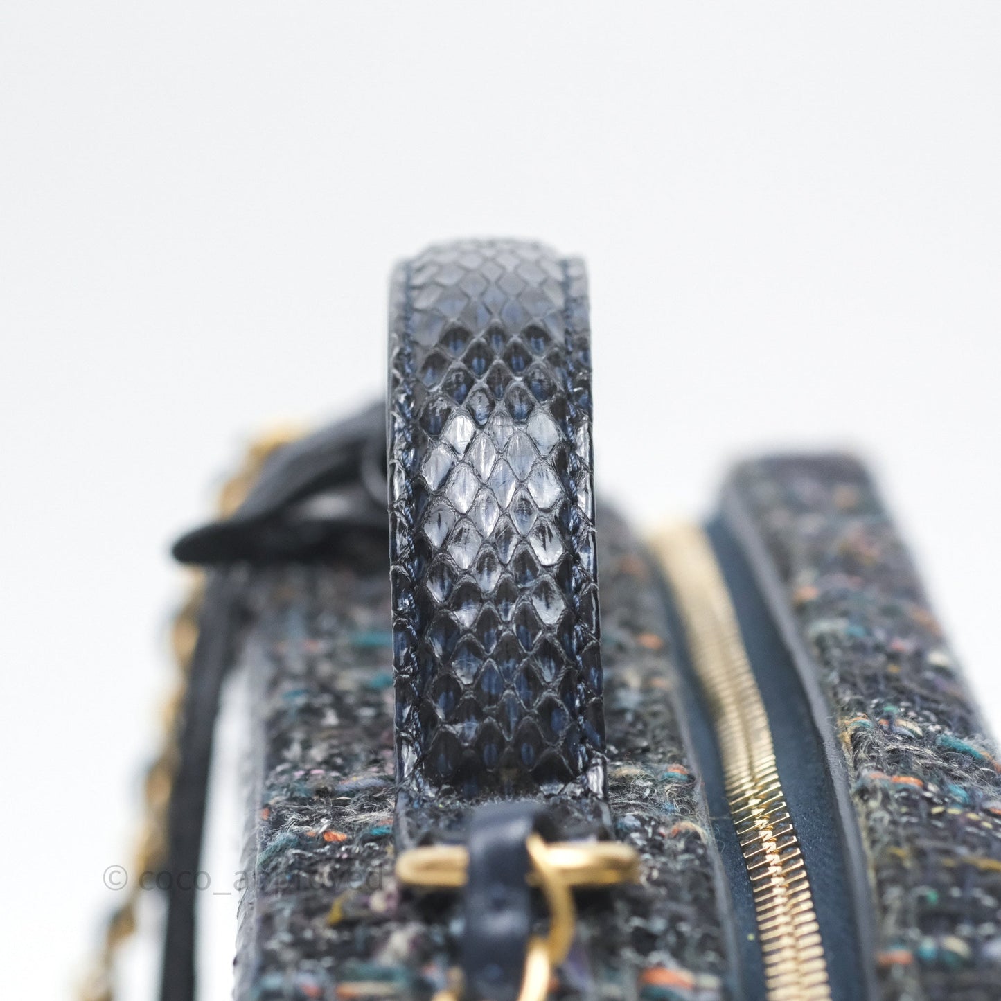 Chanel Medium CC Filigree Vanity Case Navy Tweed Python