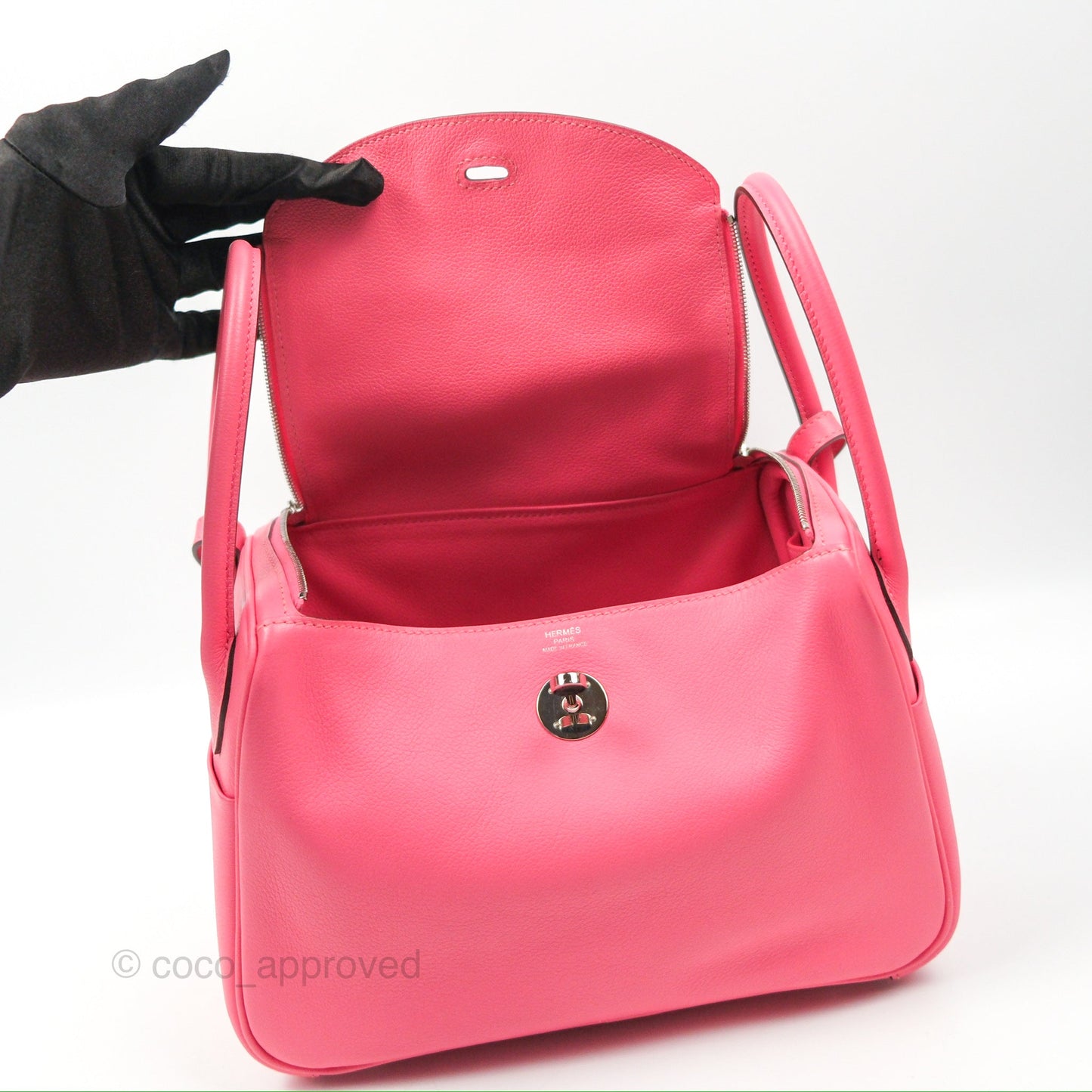Hermès Lindy 26 Rose Azalee Evercolor Palladium Hardware