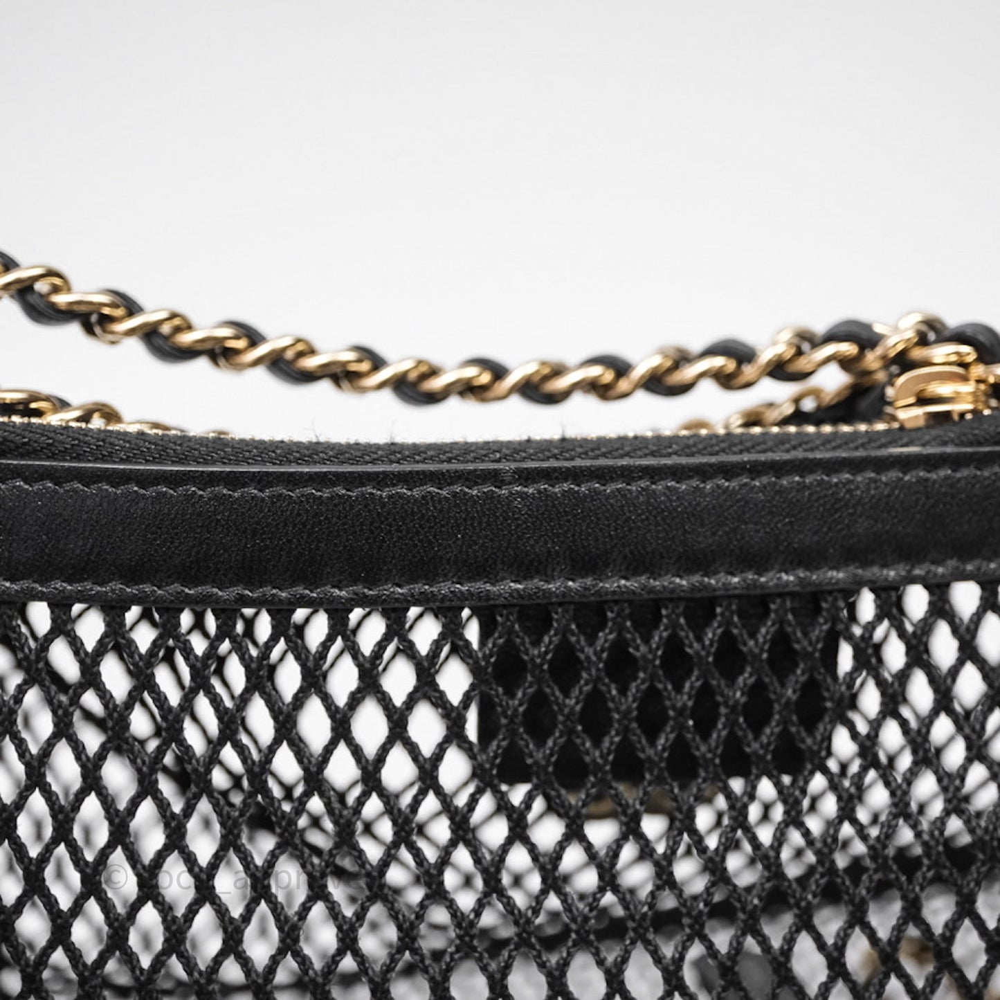 Chanel Mesh Clutch With Chain Black Shiny Lambskin Gold Hardware