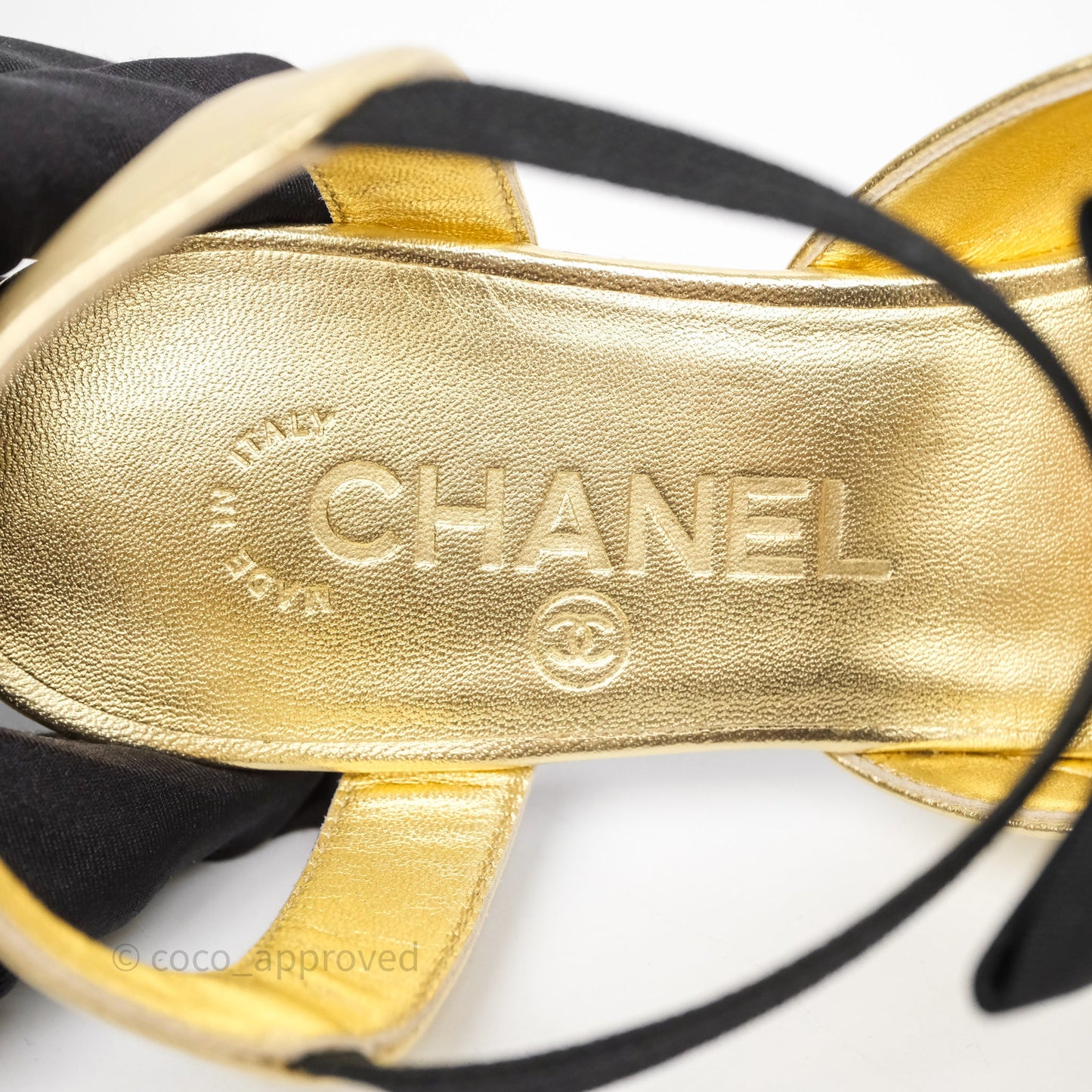 Chanel Bow Two-Tone Slingback Flats Gold/ Black Size 37.5