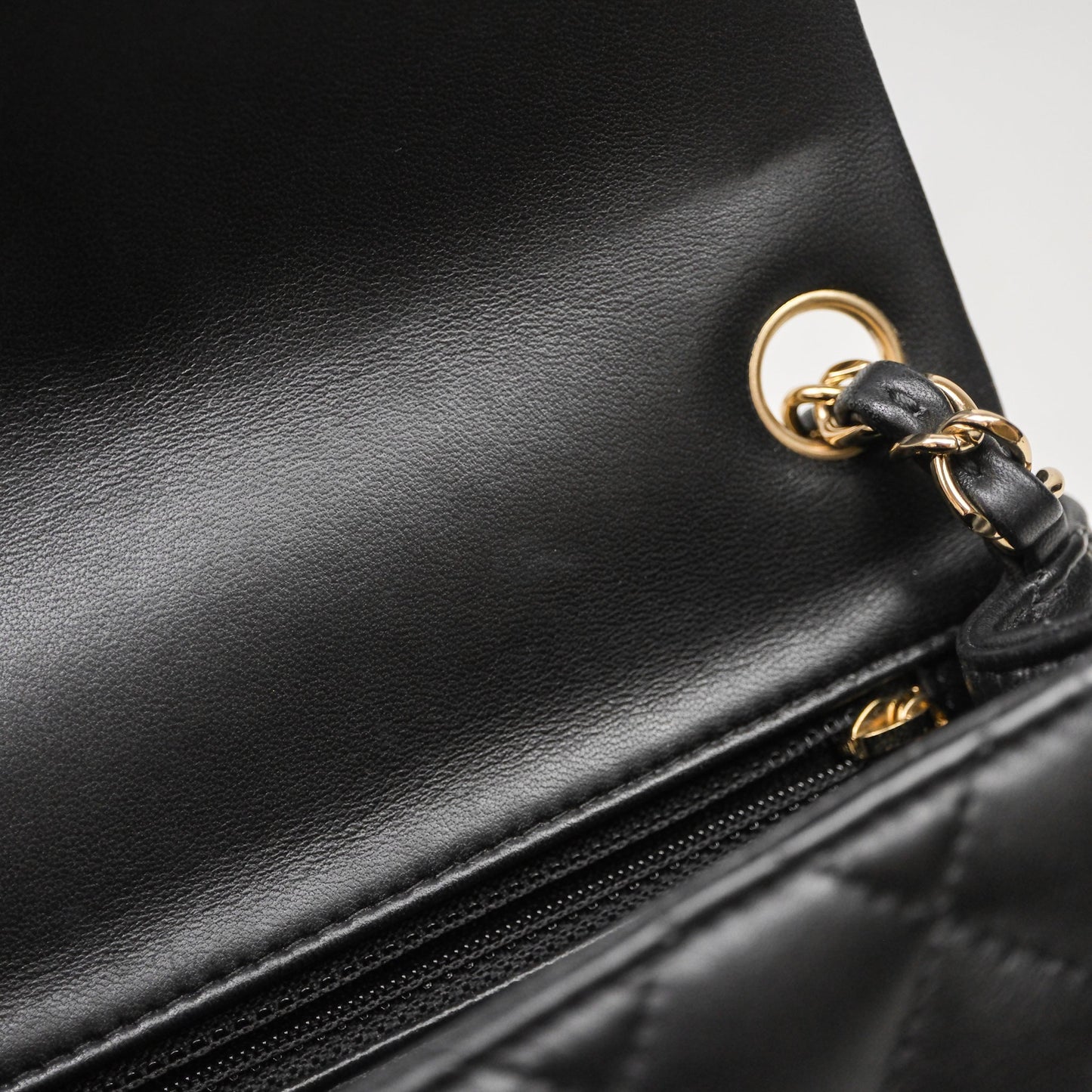 Chanel Mini Square Quilted Black Lambskin Gold Hardware
