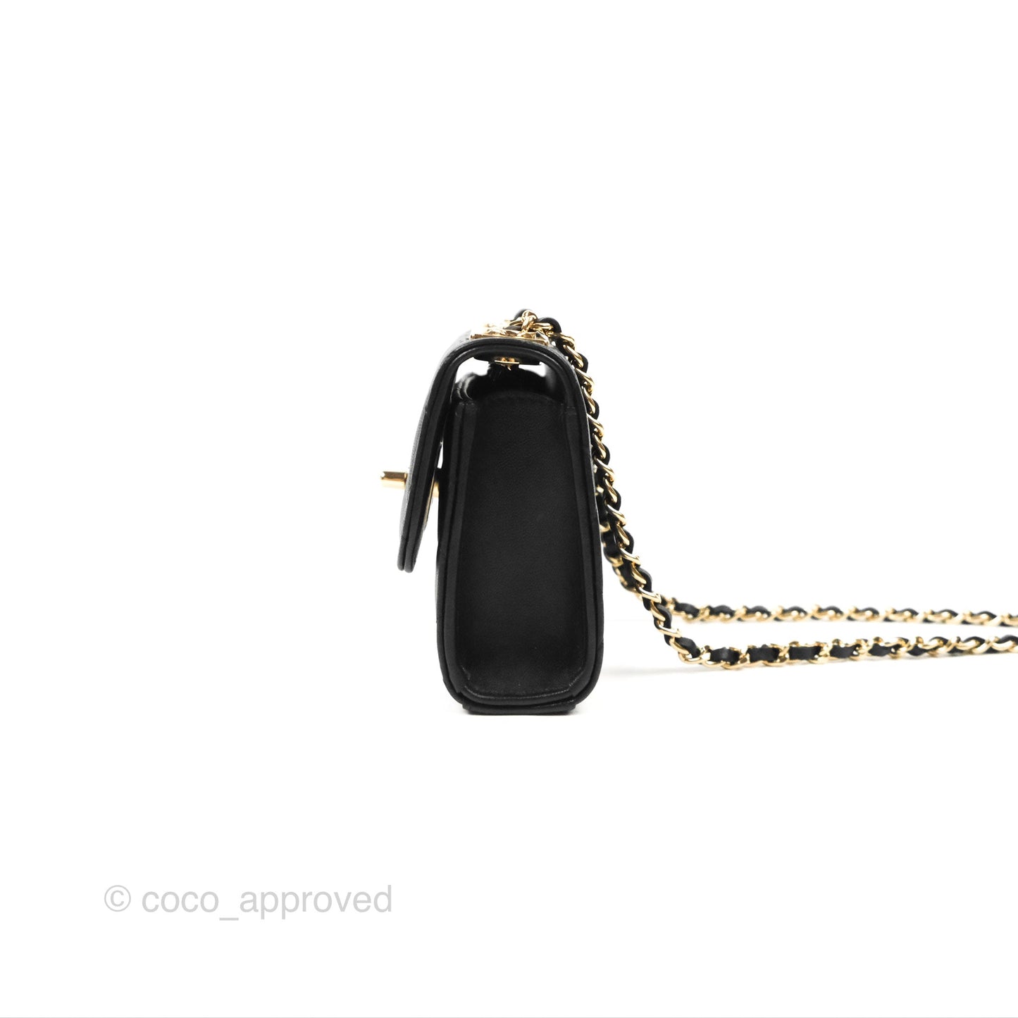 Chanel Mini Quilted Clutch With Chain Black Lambskin Gold Hardware