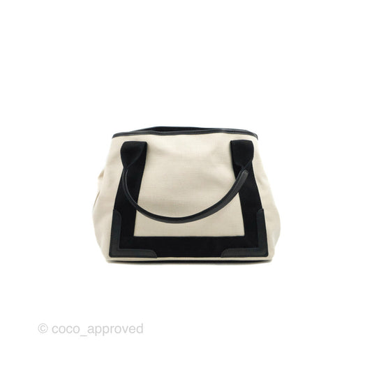 Balenciaga Small Navy Cabas Bag Off-white Canvas