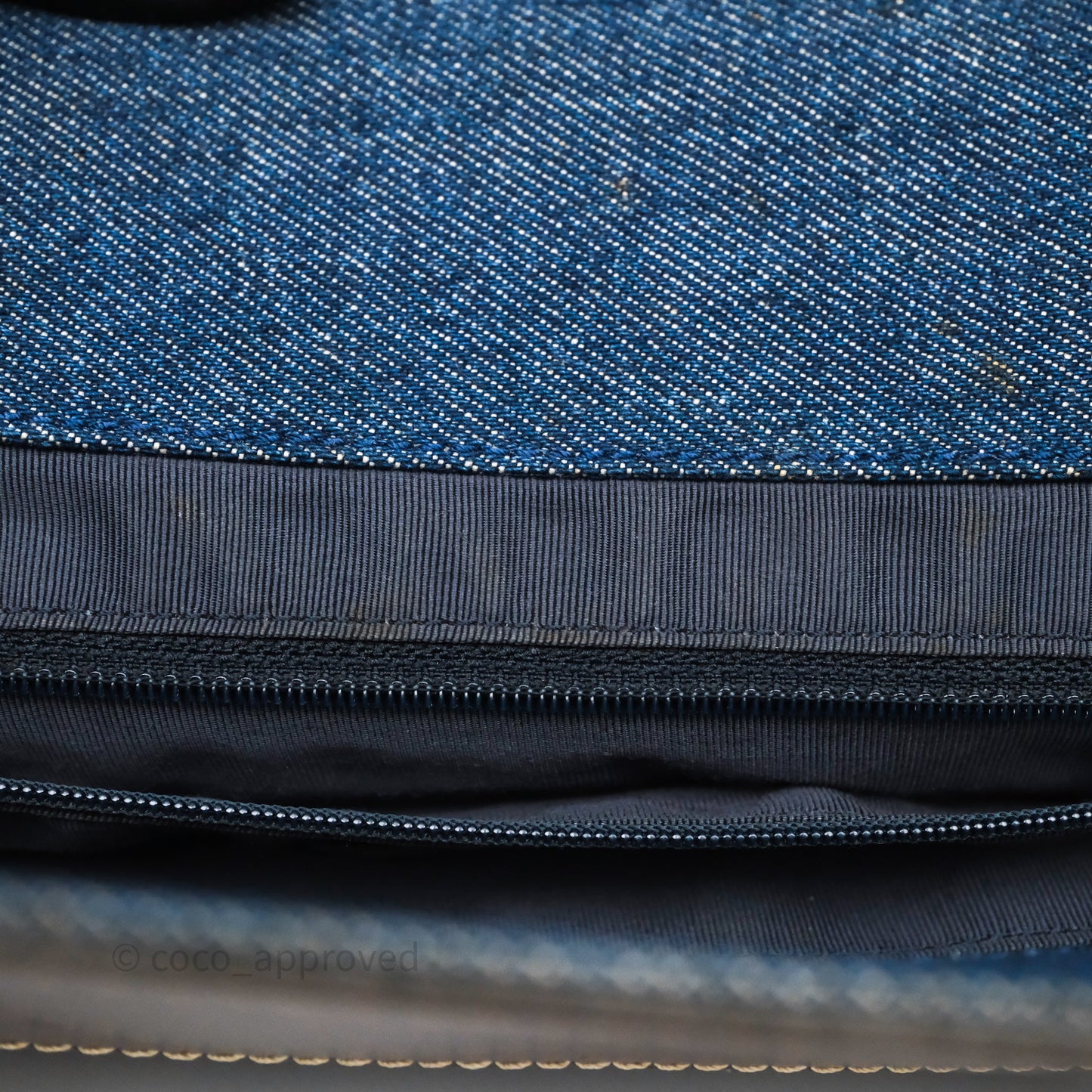 Chanel Vintage CC Tote Bag Denim Brown Leather