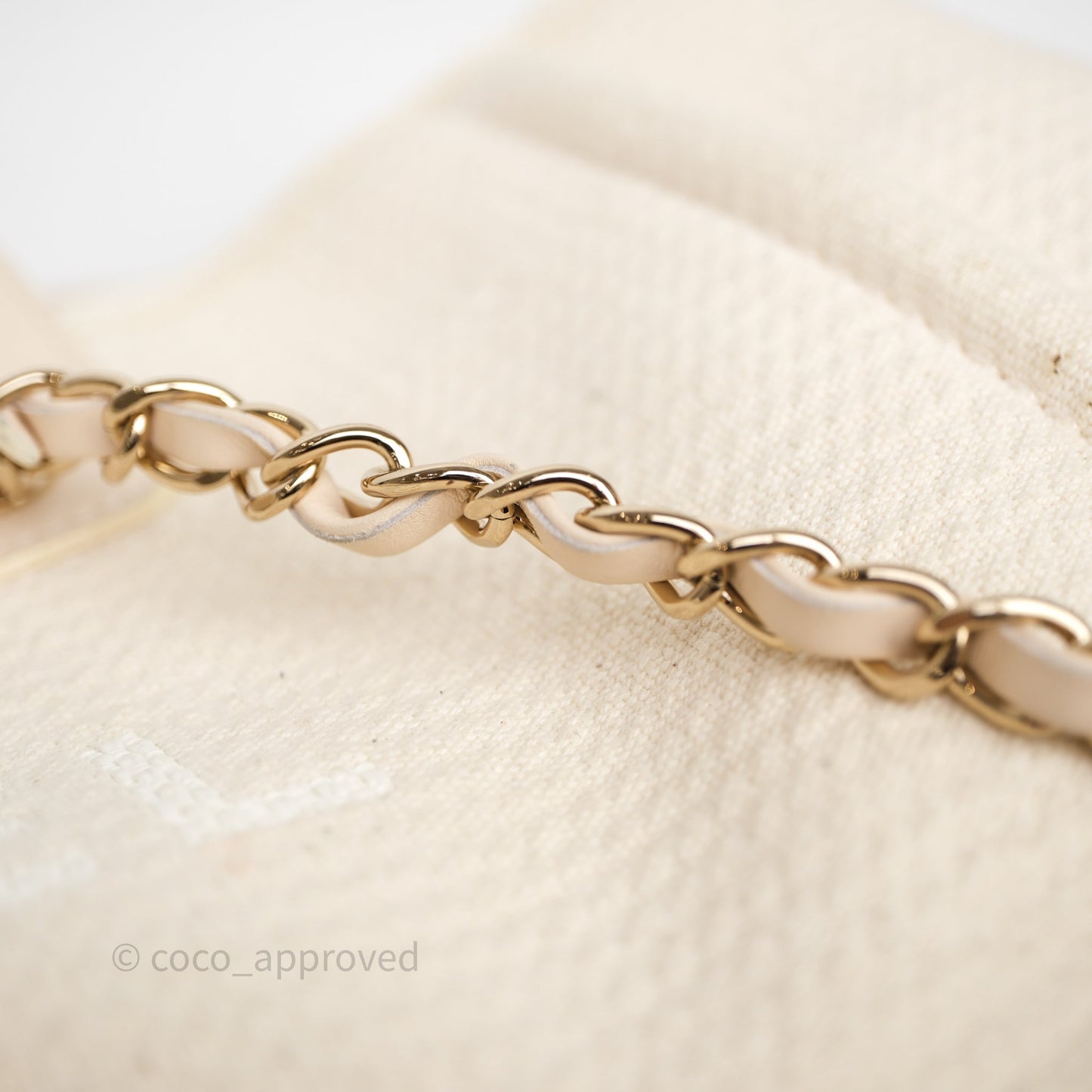 Chanel New Small Deauville Cream Ivory Canvas Light Gold Hardware
