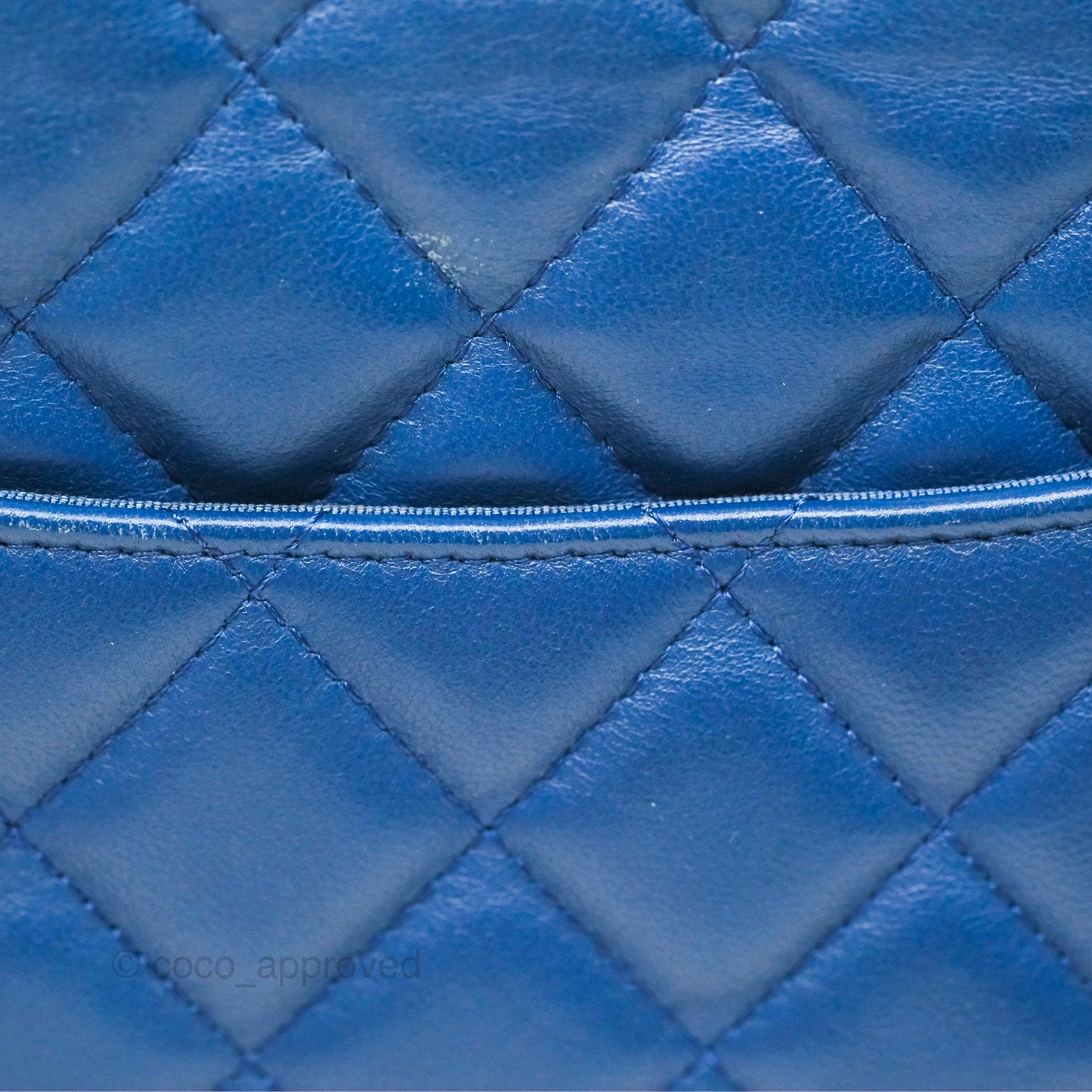 Chanel Medium Quilted O Case Blue Lambskin Gold Hardware