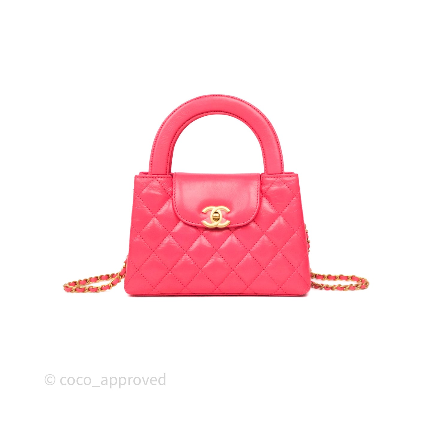 Chanel Kelly Bag Pink Shiny Calfskin Aged Gold Hardware