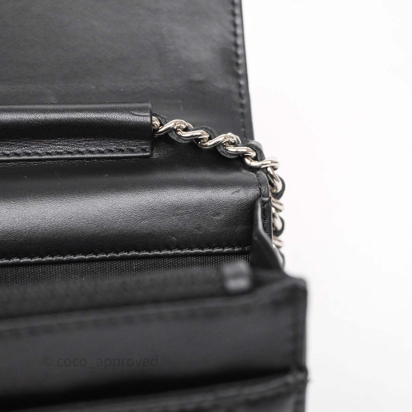 Chanel Cambon Line Wallet On Chain Black Lambskin Bag Silver Hardware