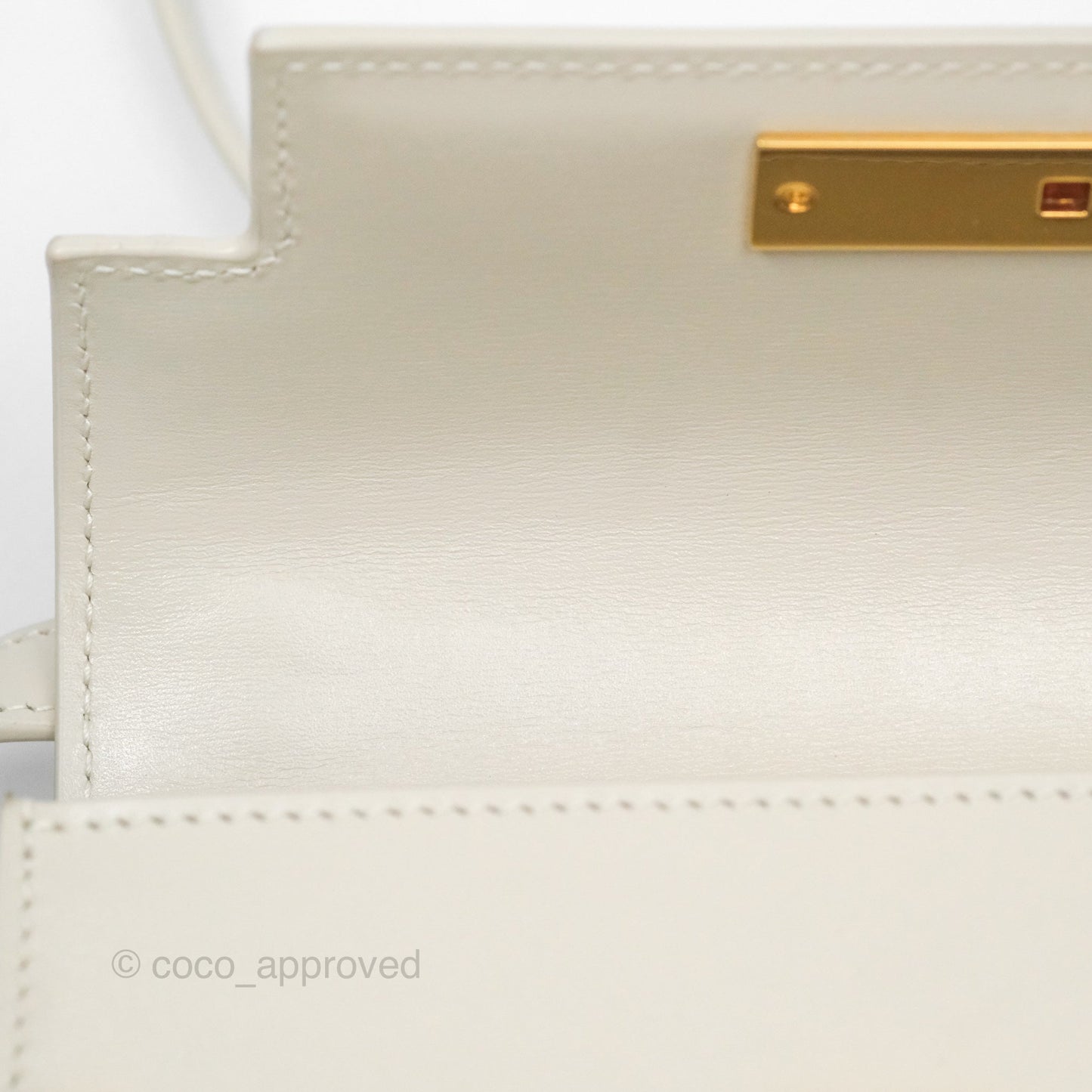 Saint Laurent Mini Manhattan Box Calfskin Blanc Vintage Gold Hardware