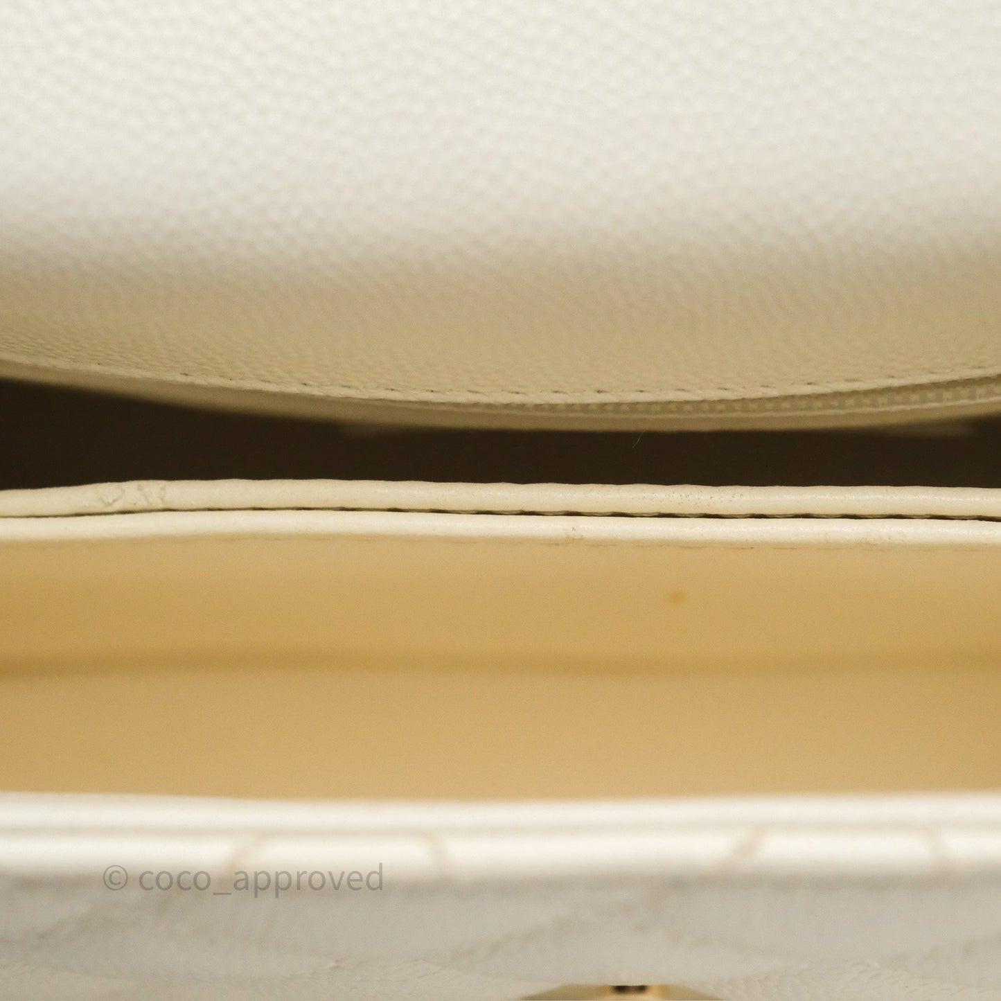 Chanel Mini Coco Handle Quilted Ivory White Caviar Gold Hardware