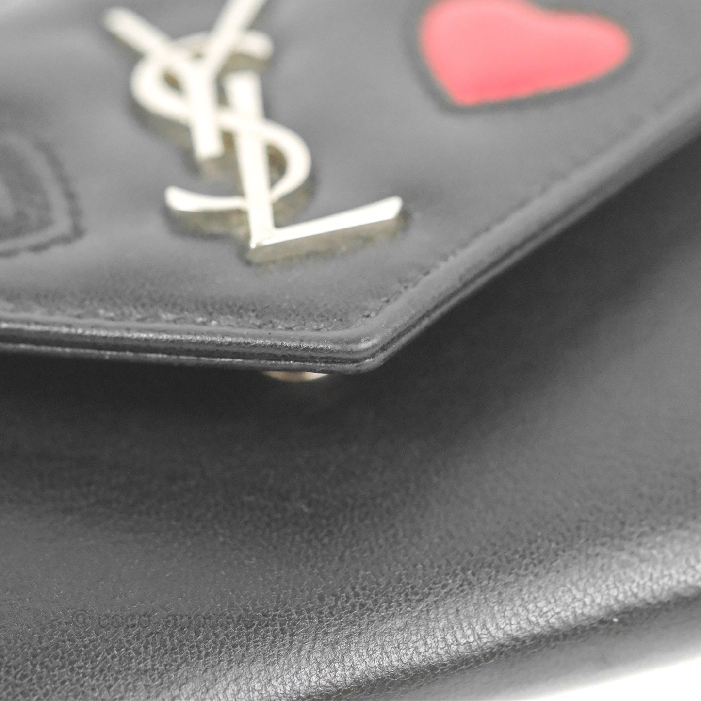 Saint Laurent Heart Flap Card Holder Wallet Black