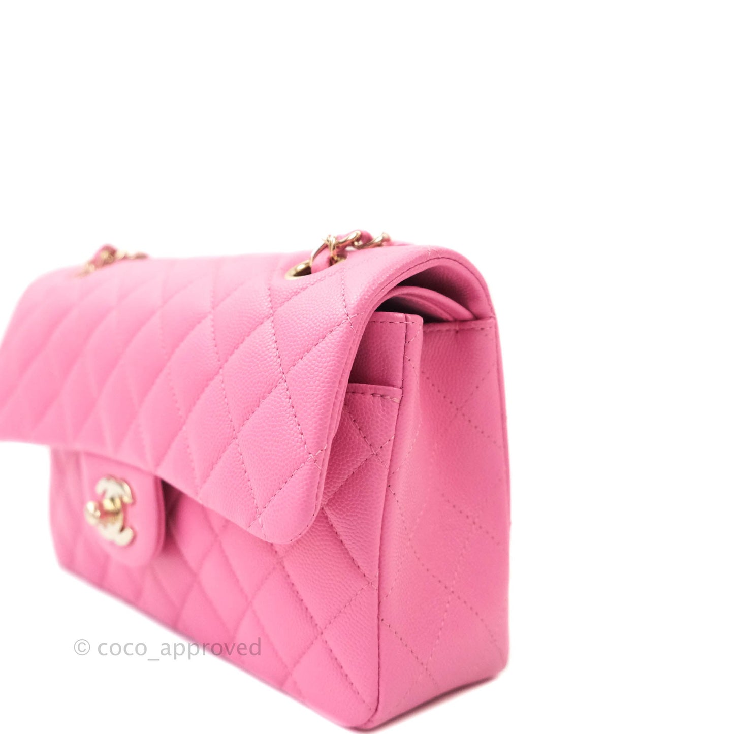 Chanel Classic Small S/M Flap Pink Caviar Gold Hardware 21P