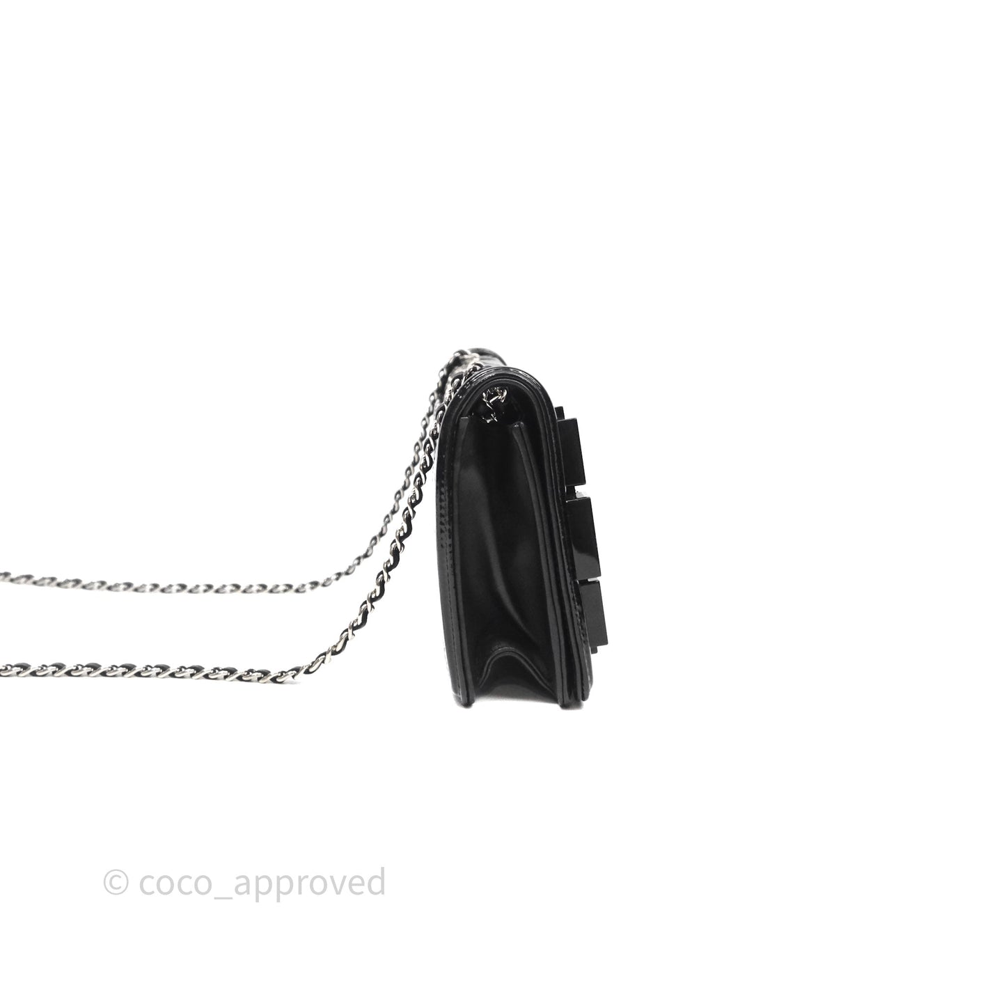 Chanel Crystal Lego Brick Shoulder Bag Black Plexiglass Patent Silver Hardware