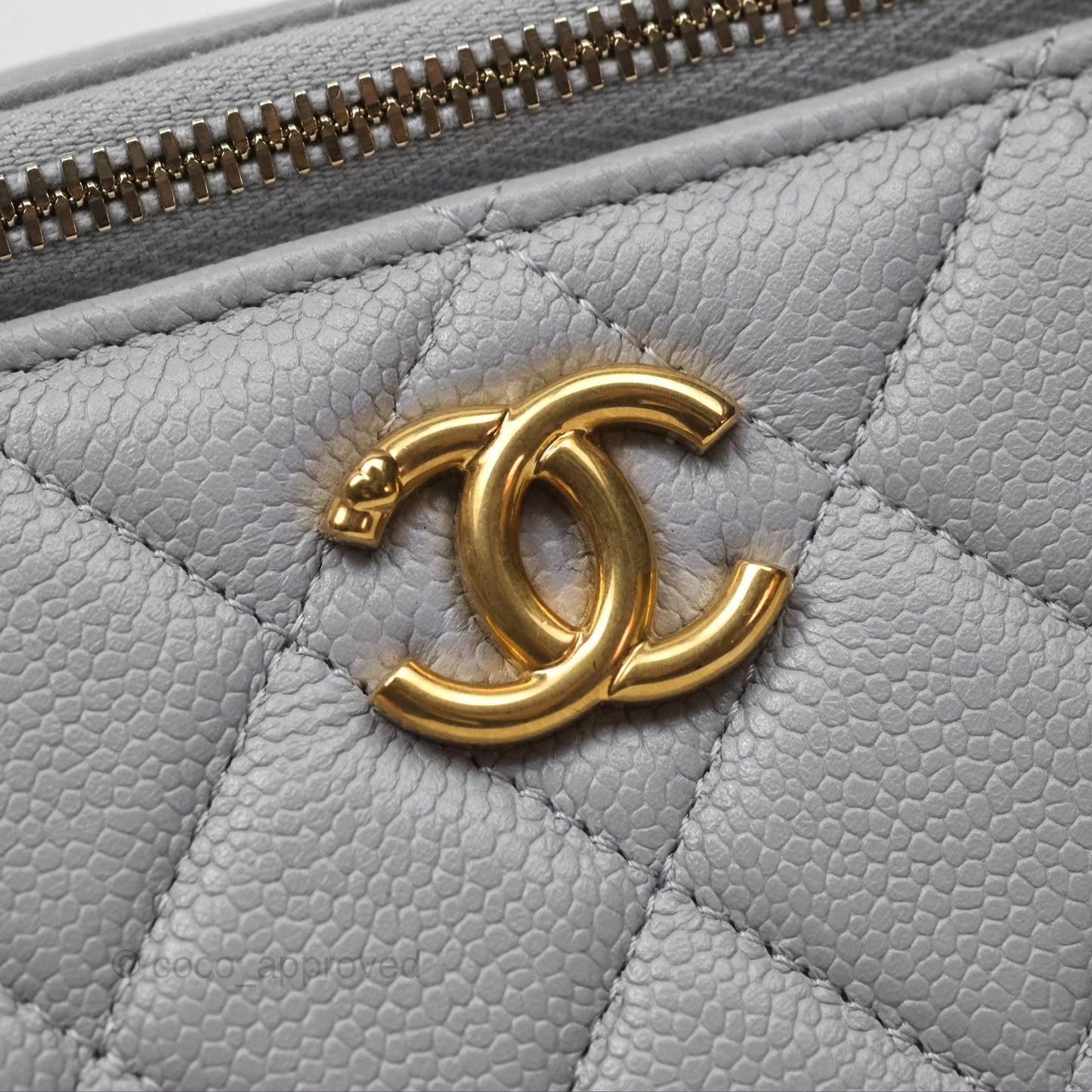 Chanel Vanity with Heart Adjustable Chain Grey Caviar Aged Gold Hardware