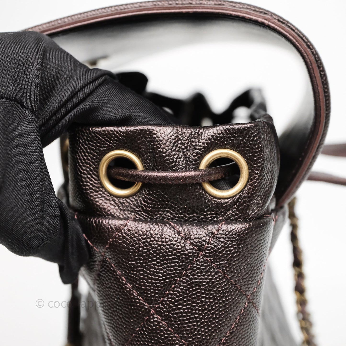 Chanel Quilted Filigree Backpack Purple Iridescent Burgundy Caviar Aged Gold Hardware