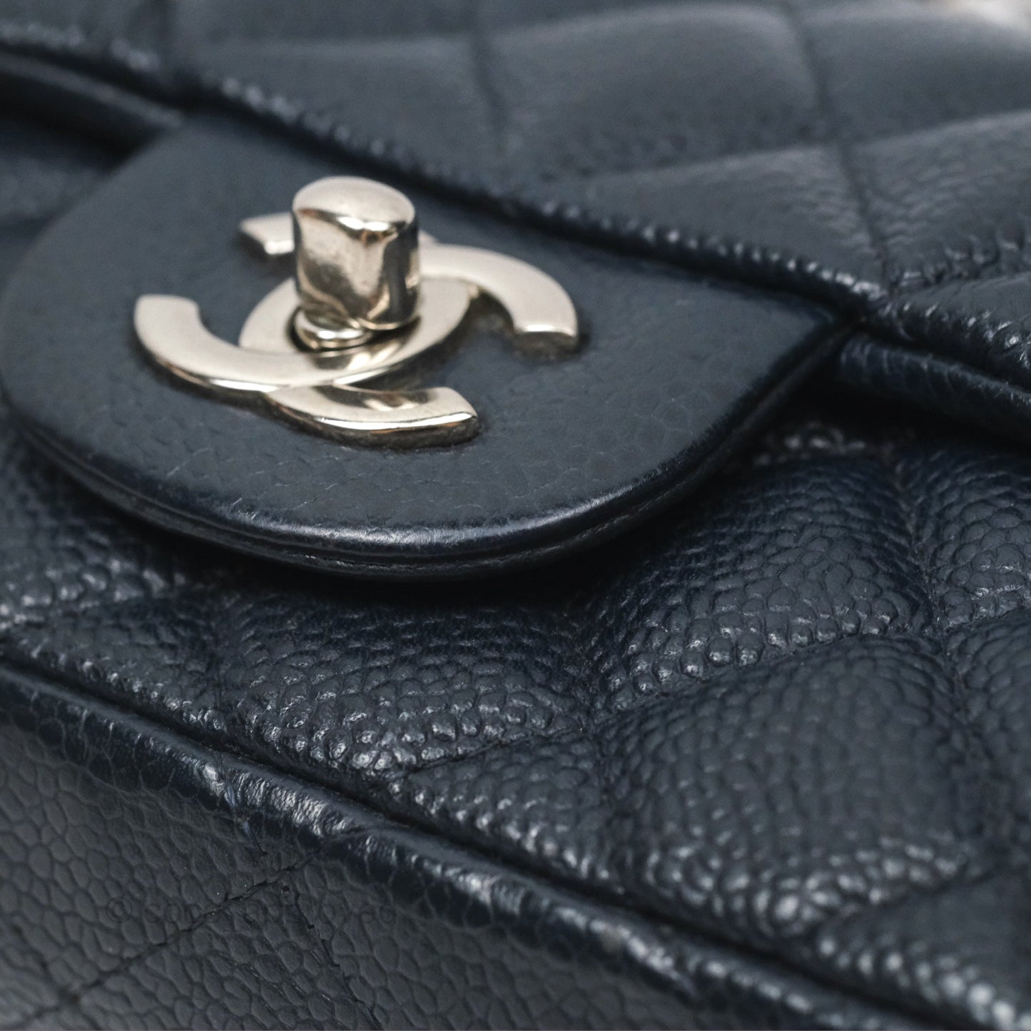 Chanel Quilted Extra Mini Rectangular Flap Dark Navy Caviar Silver Hardware