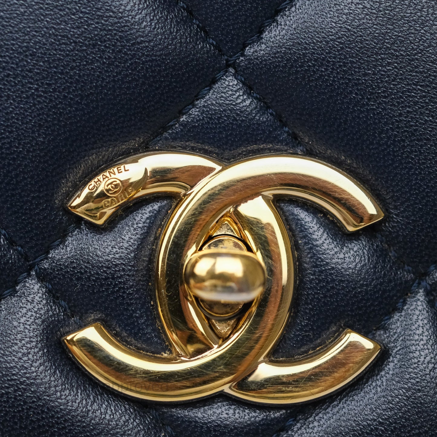 Chanel Small Trendy CC Navy Lambskin Gold Hardware