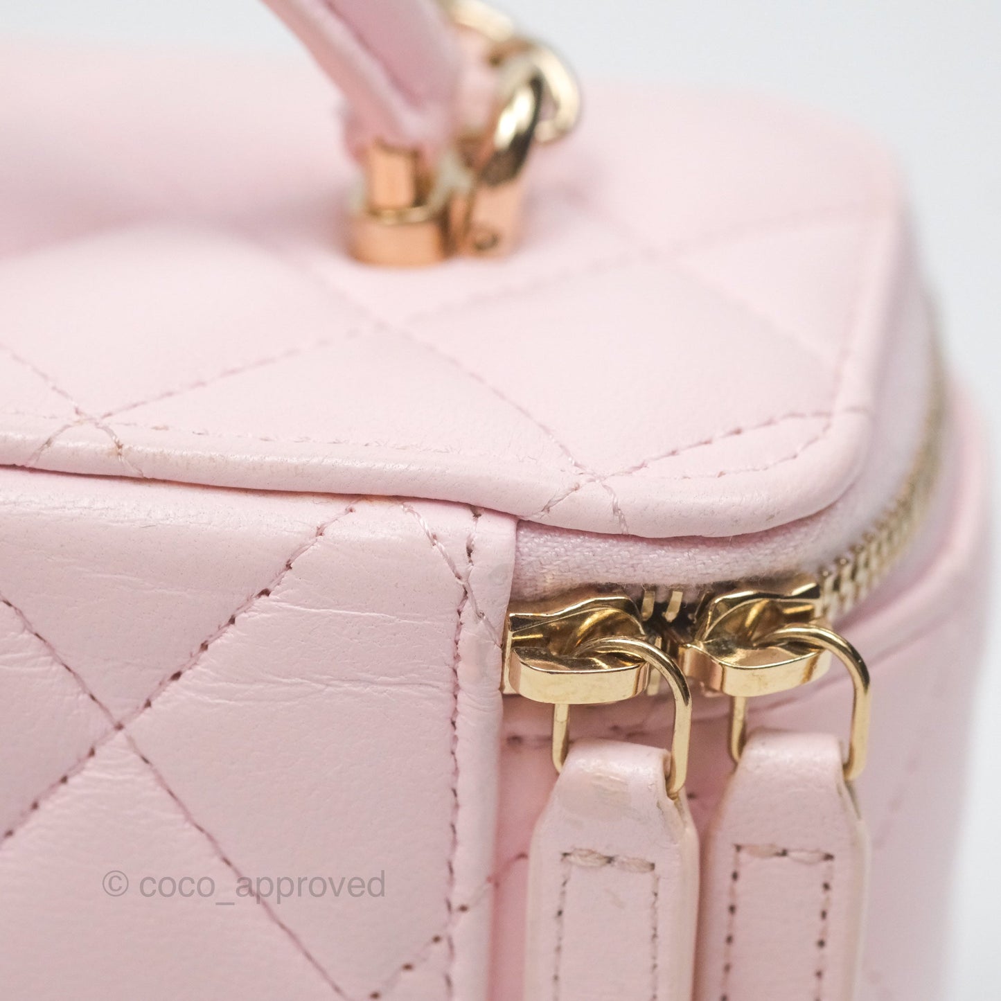 Chanel Vanity Rectangular Top Handle Light Pink Lambskin Gold Hardware