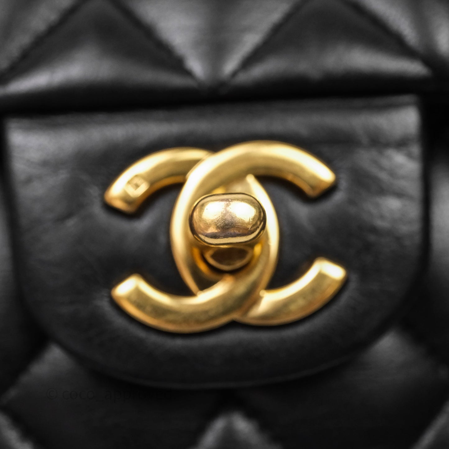 Chanel Vintage Classic M/L Medium Double Flap Black Lambskin 24K Gold Hardware
